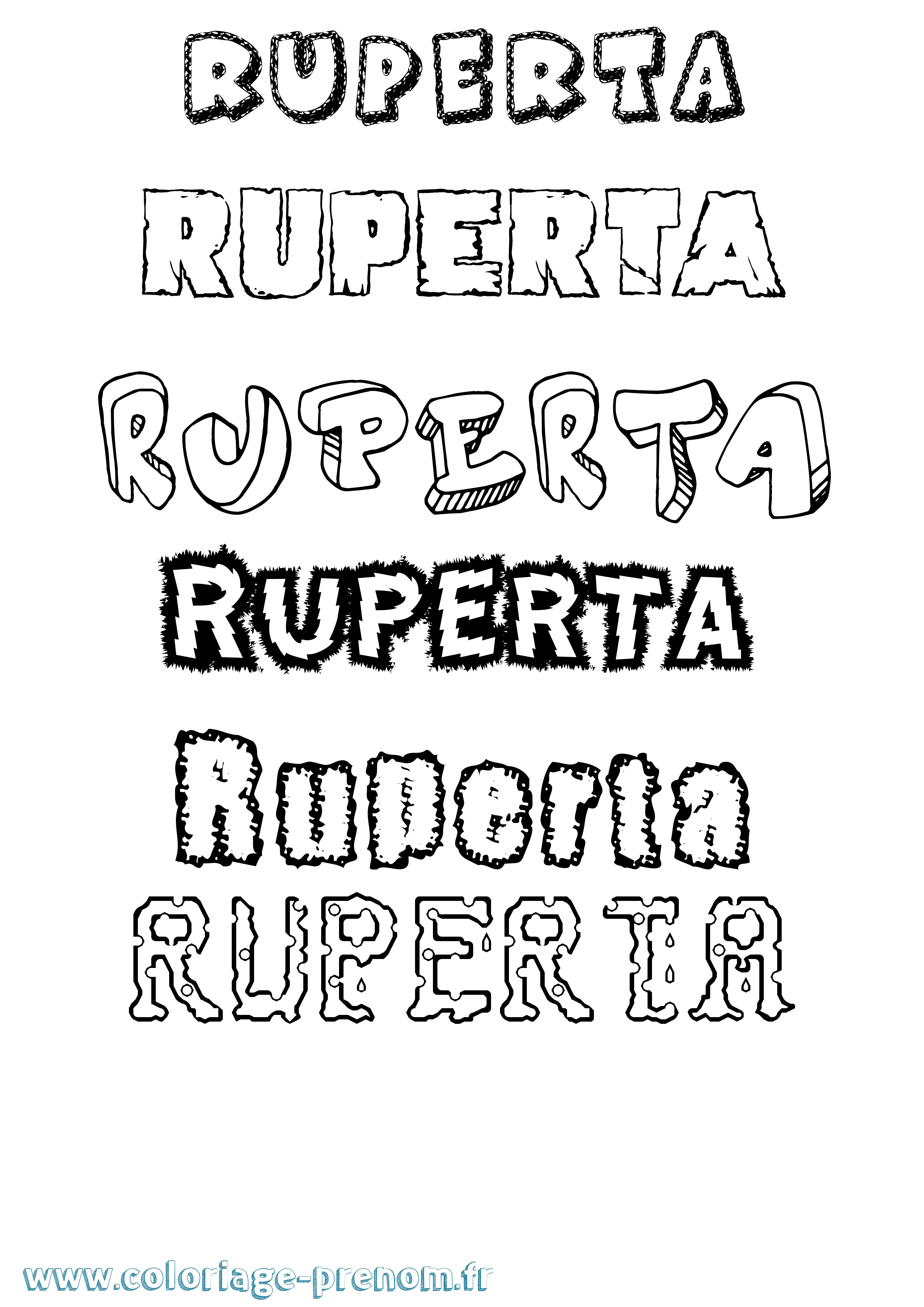 Coloriage Ruperta Destructuré Coloriage prénom Ruperta Destructuré