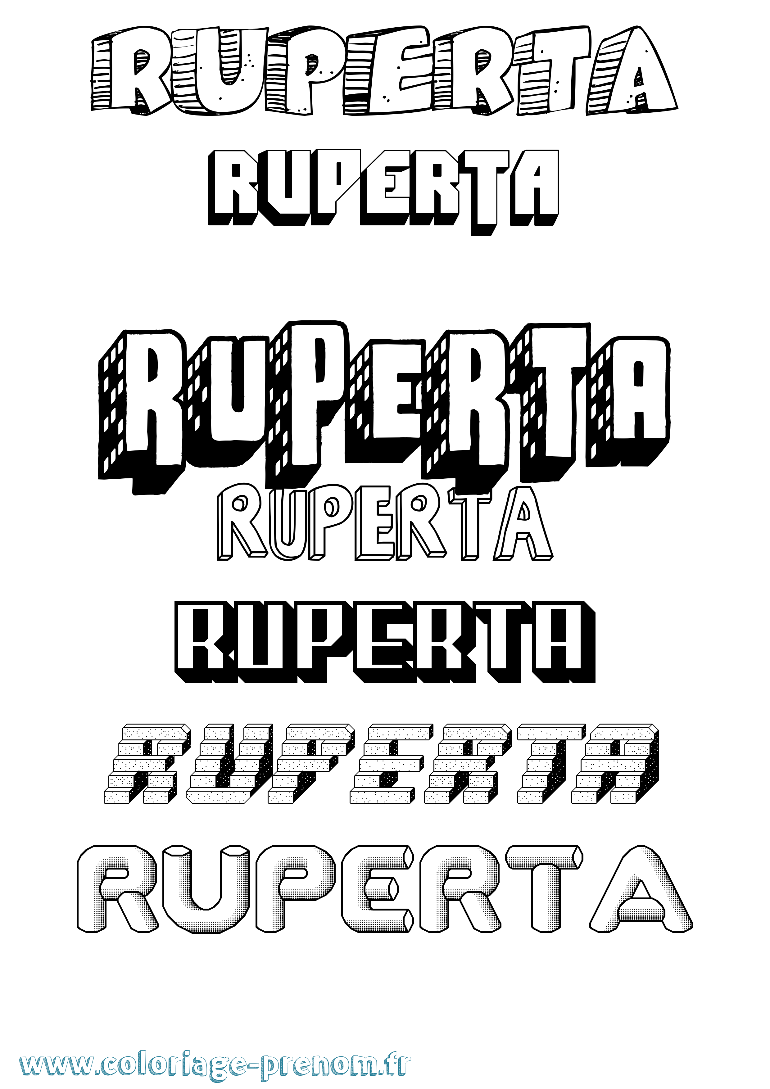 Coloriage Ruperta Effet 3D Coloriage prénom Ruperta Effet 3D