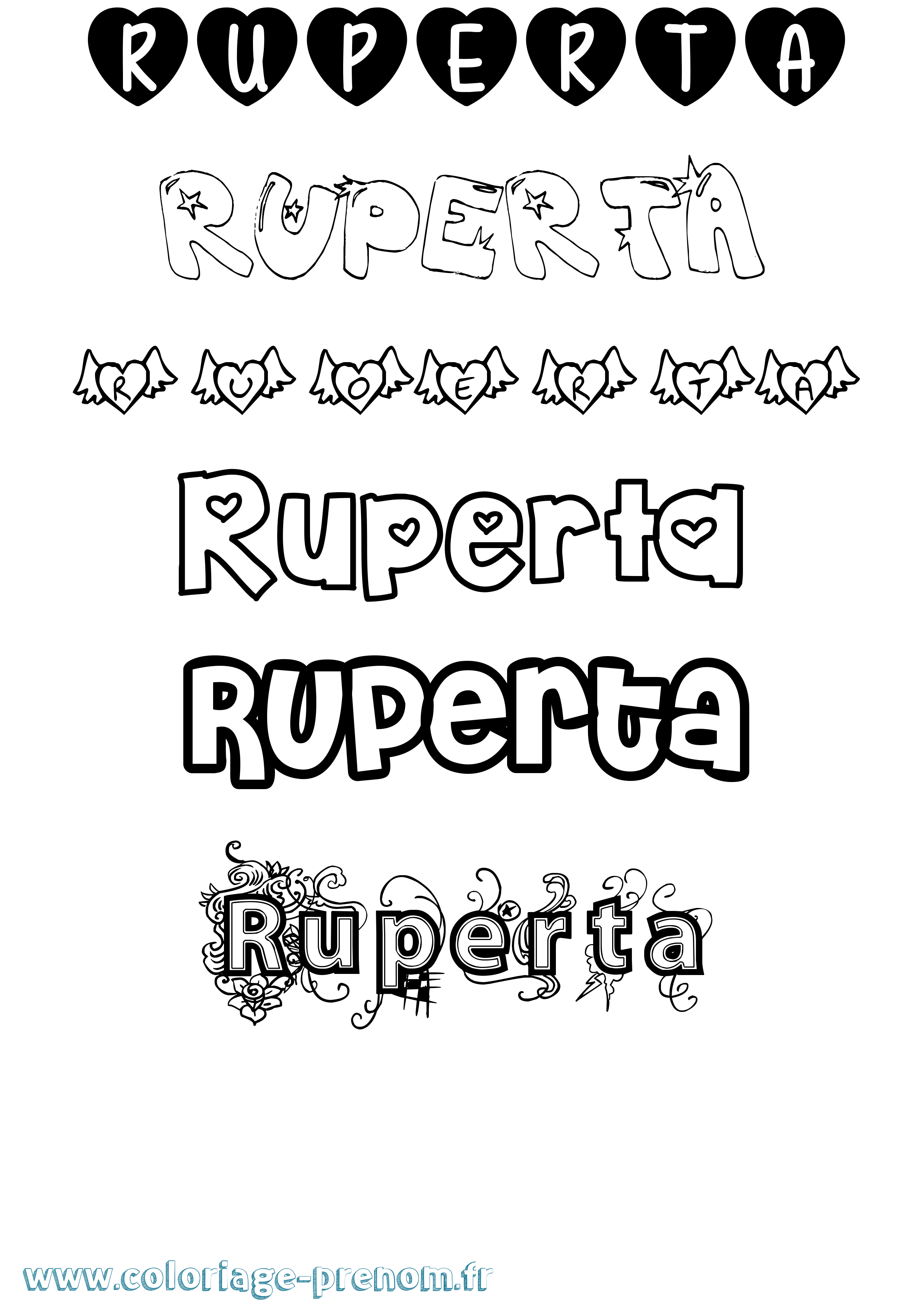 Coloriage Ruperta Girly Coloriage prénom Ruperta Girly