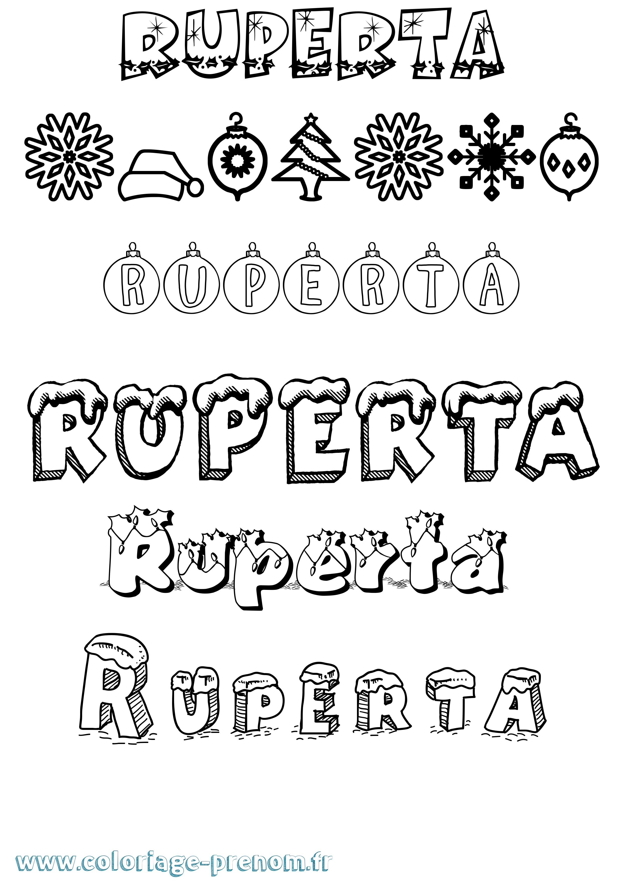 Coloriage prénom Ruperta Noël