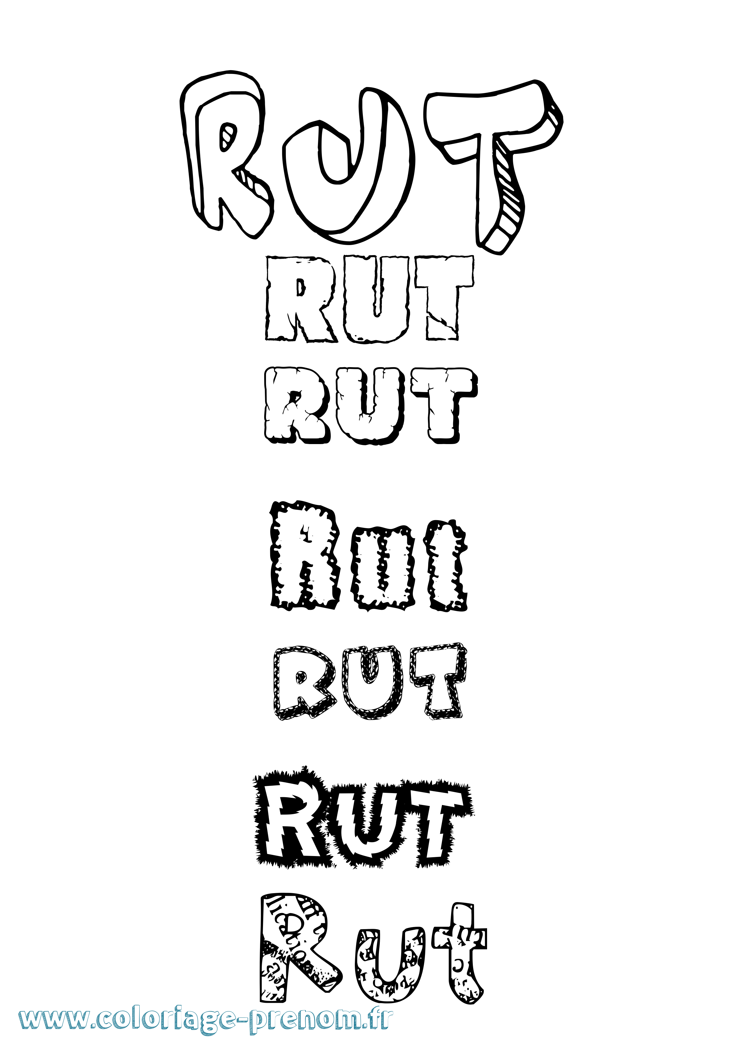 Coloriage Rut Destructuré Coloriage prénom Rut Destructuré