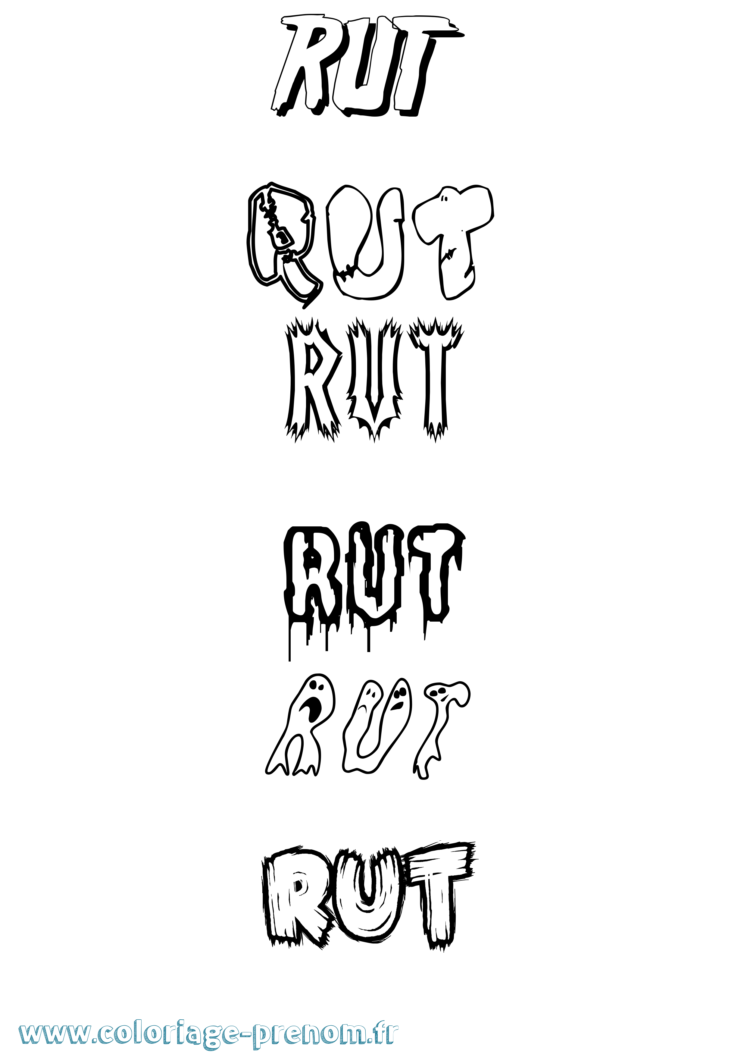 Coloriage Rut Frisson Coloriage prénom Rut Frisson