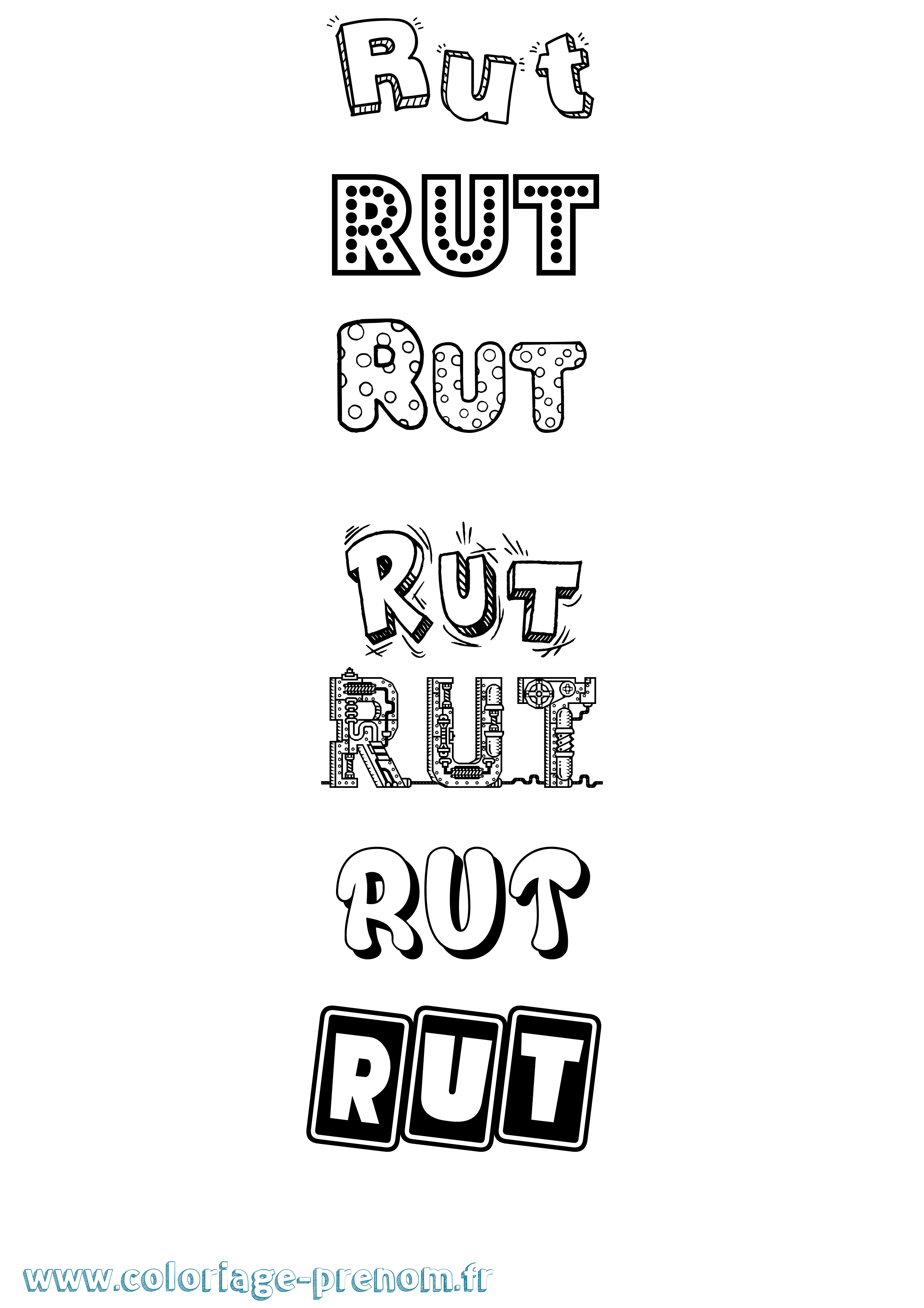 Coloriage Rut Fun Coloriage prénom Rut Fun