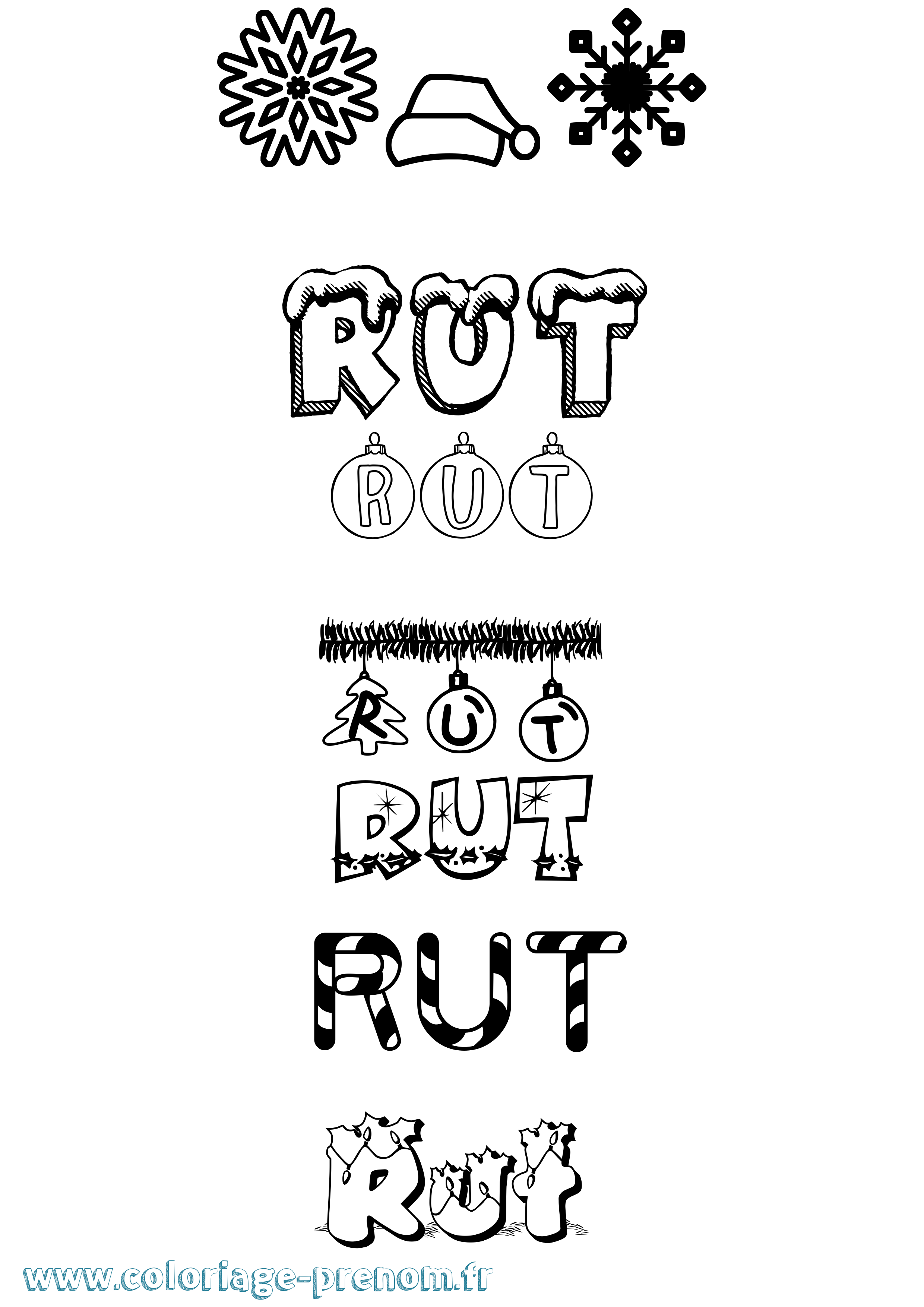 Coloriage Rut Noël Coloriage prénom Rut Noël