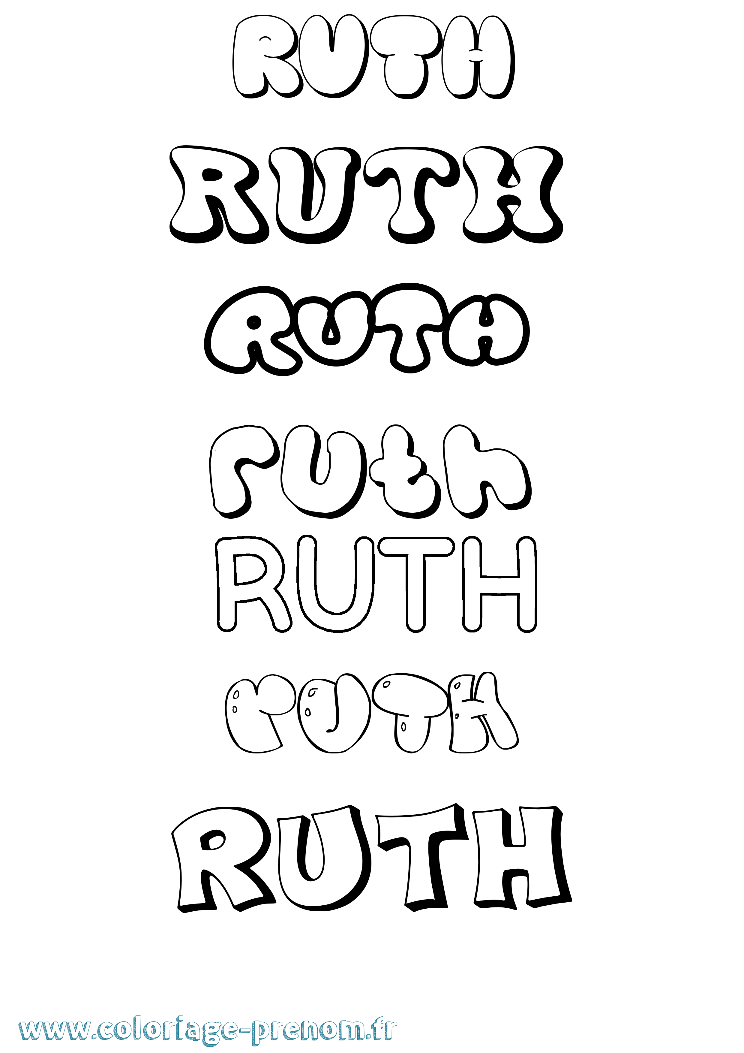 Coloriage prénom Ruth Bubble