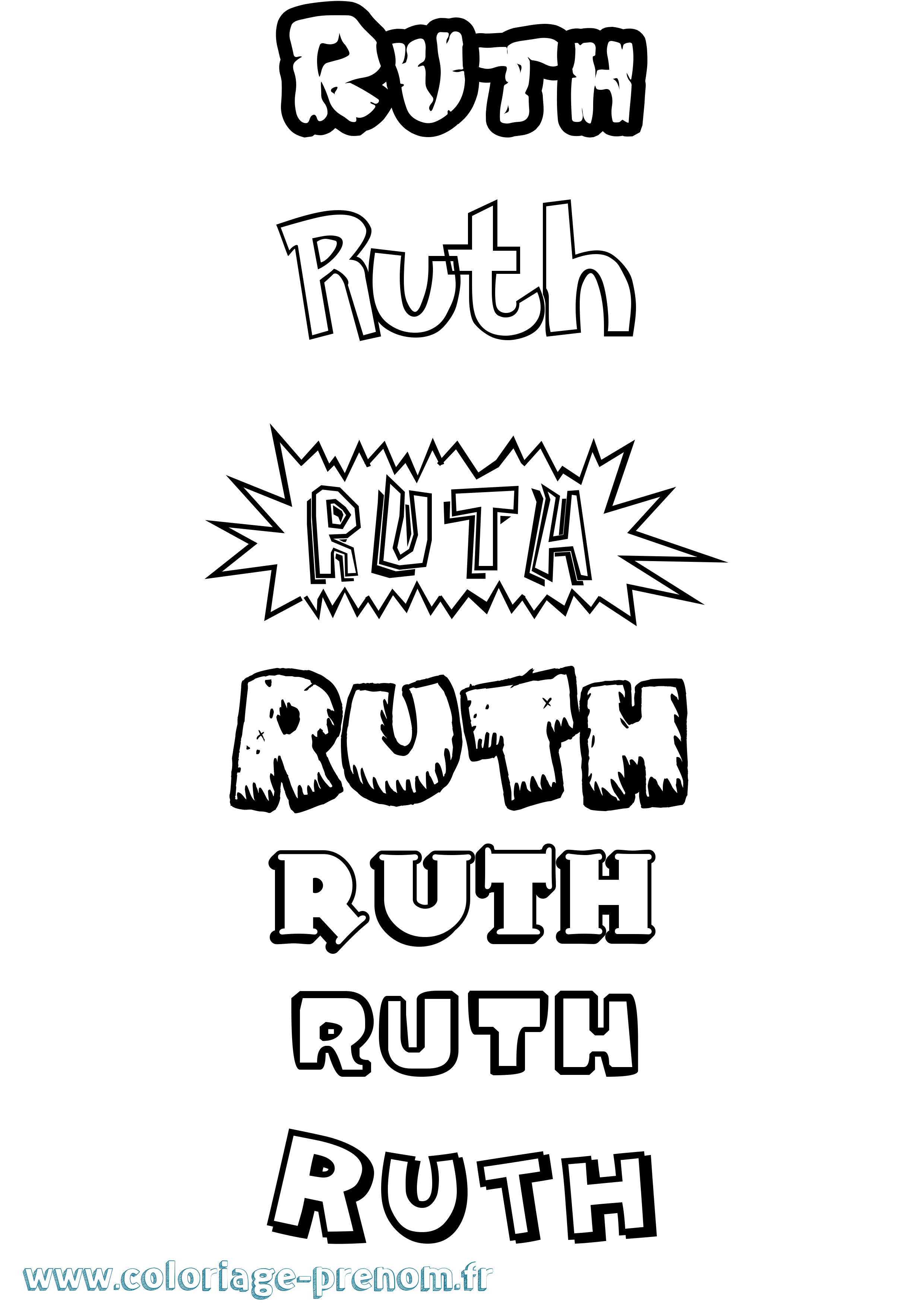 Coloriage prénom Ruth Dessin Animé