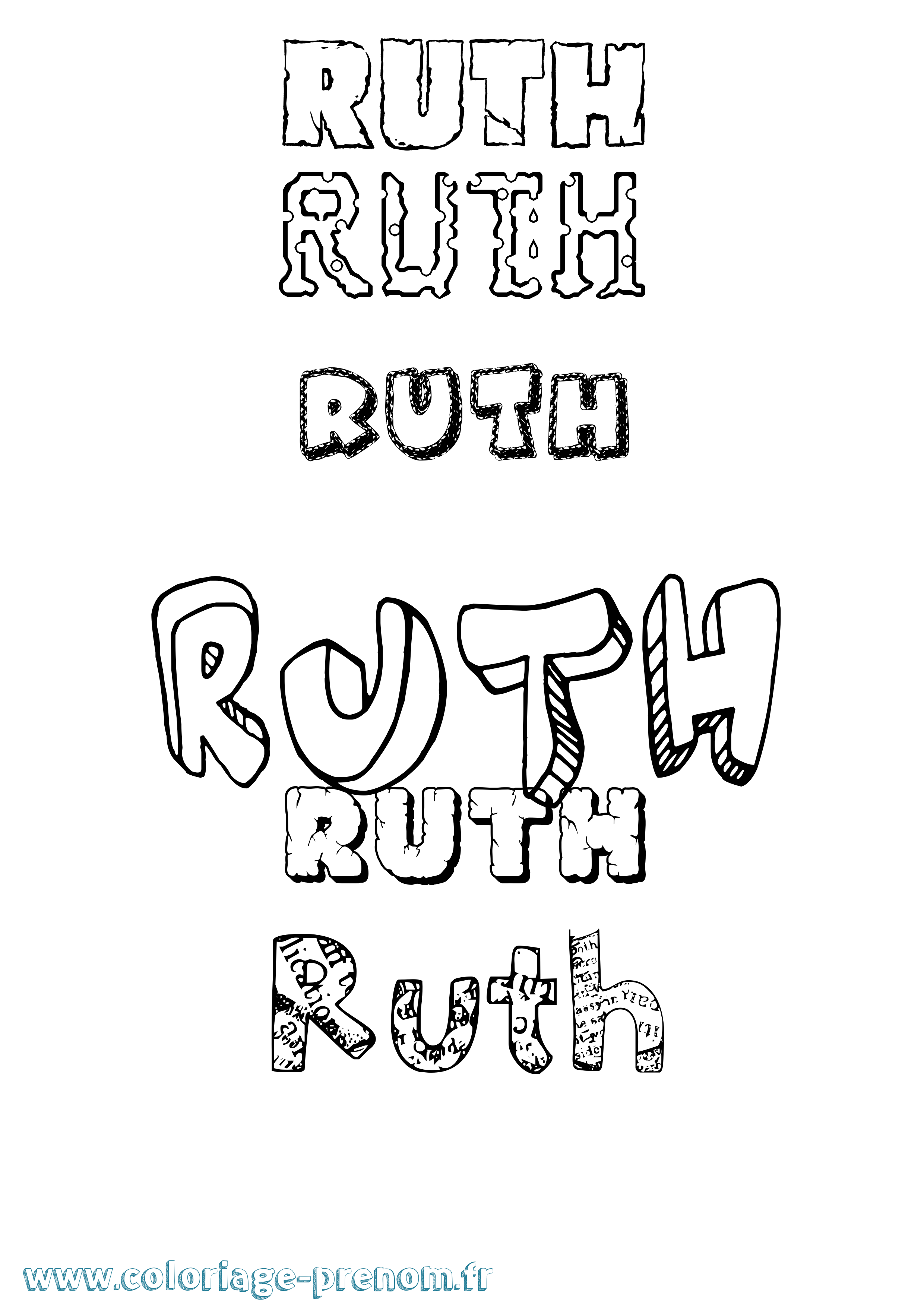 Coloriage prénom Ruth Destructuré