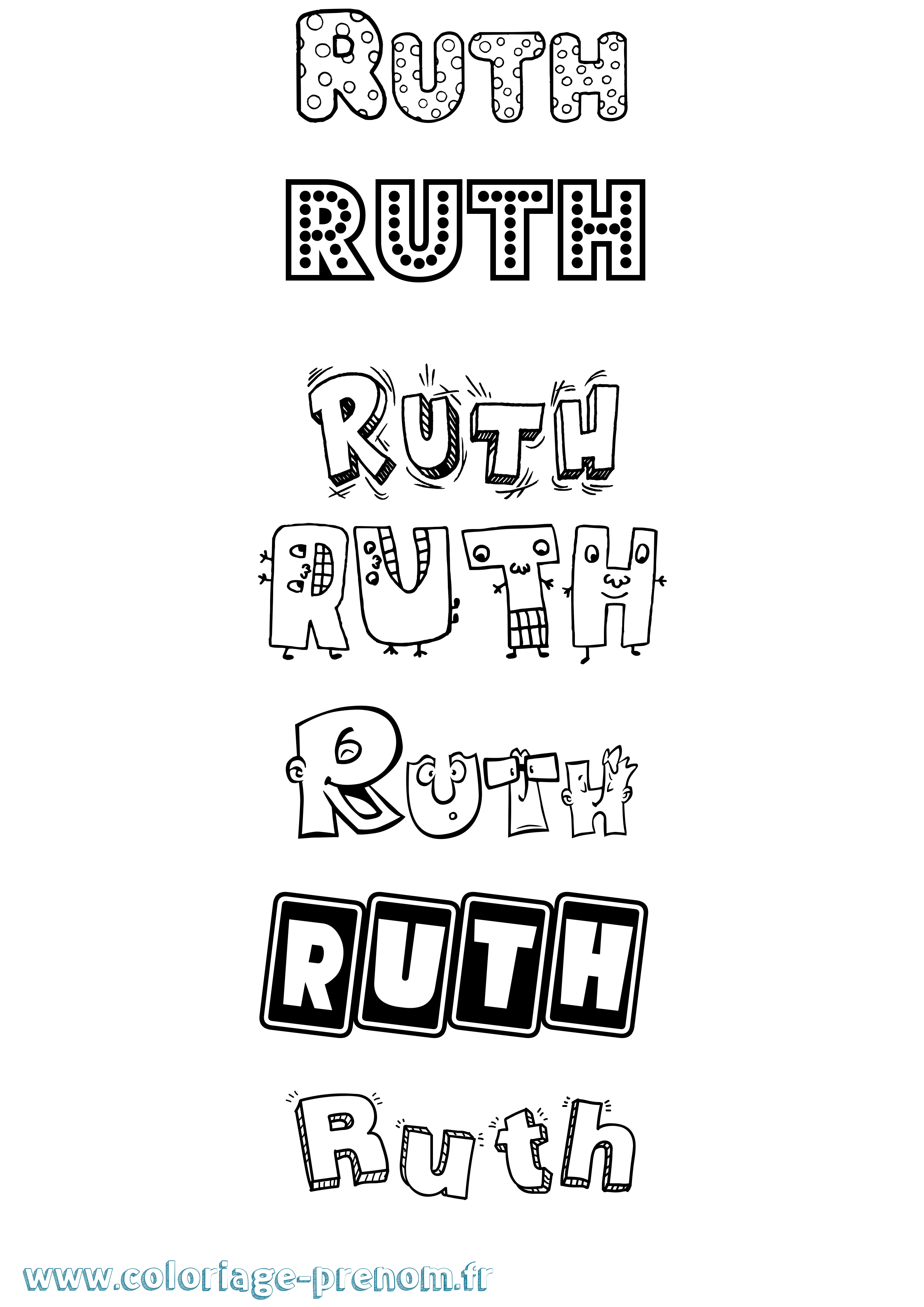 Coloriage prénom Ruth Fun