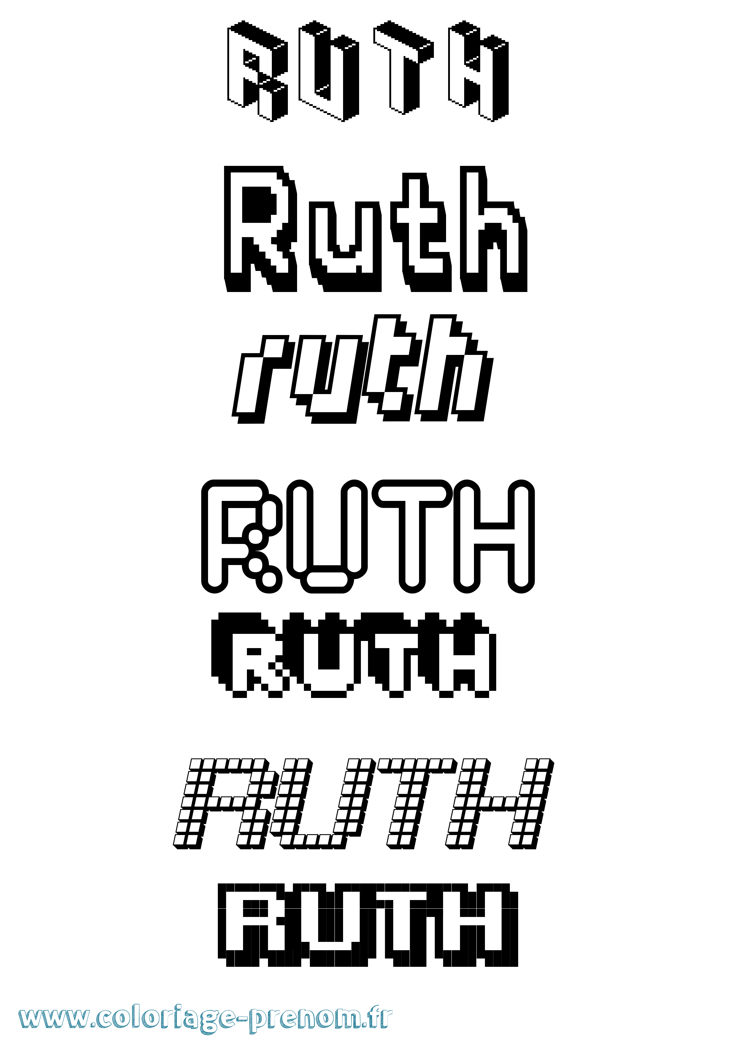 Coloriage prénom Ruth Pixel