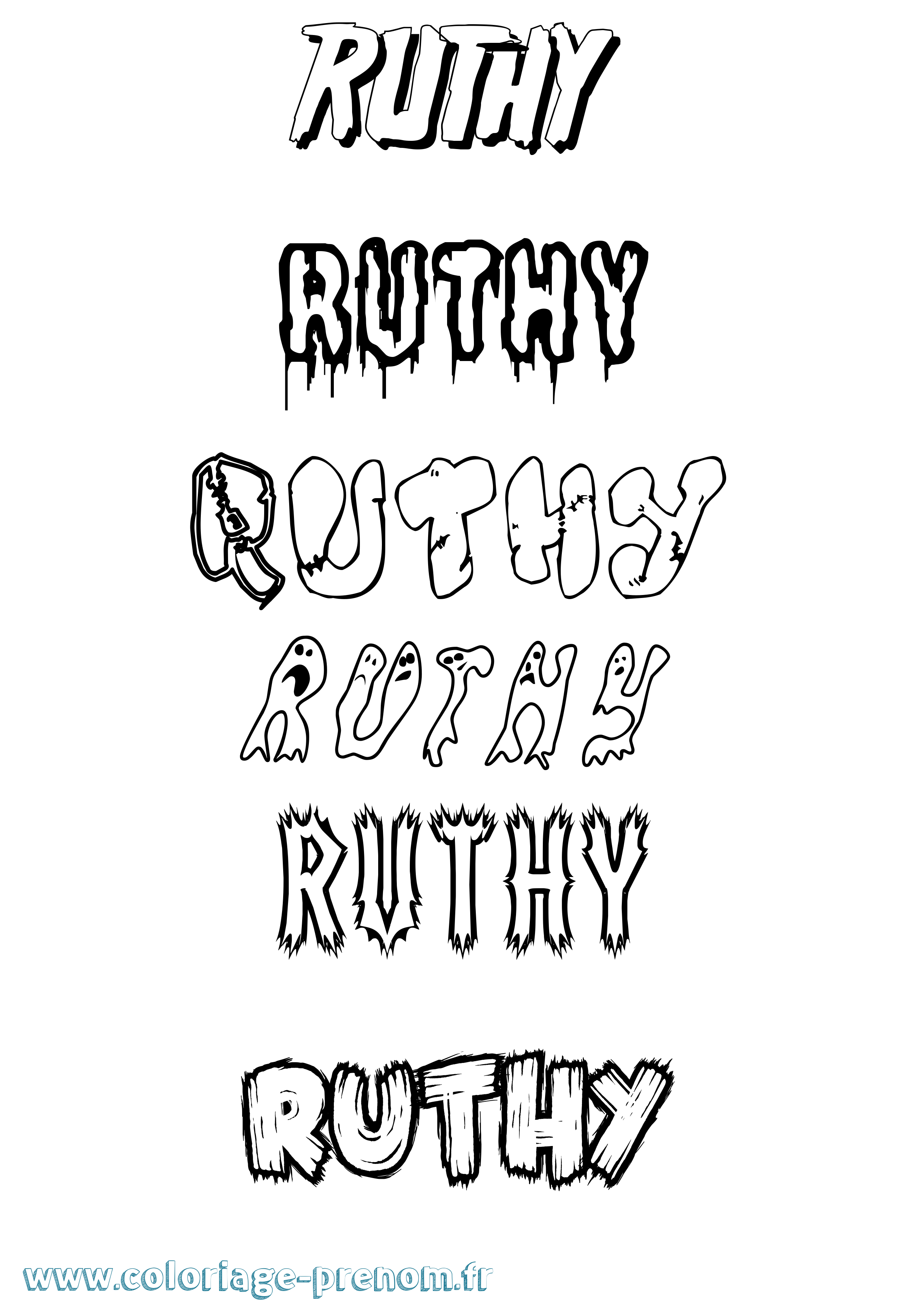 Coloriage prénom Ruthy Frisson