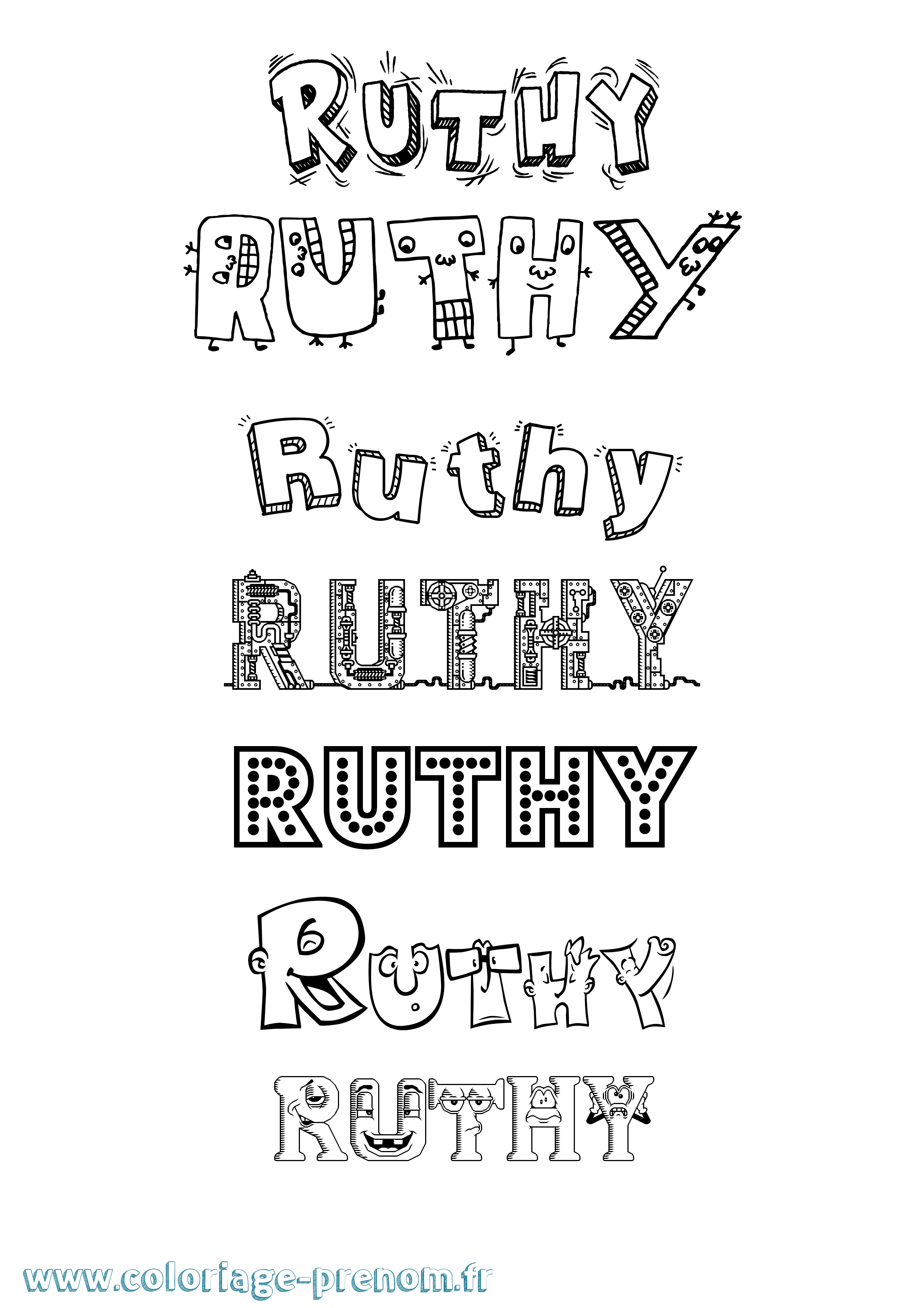 Coloriage prénom Ruthy Fun