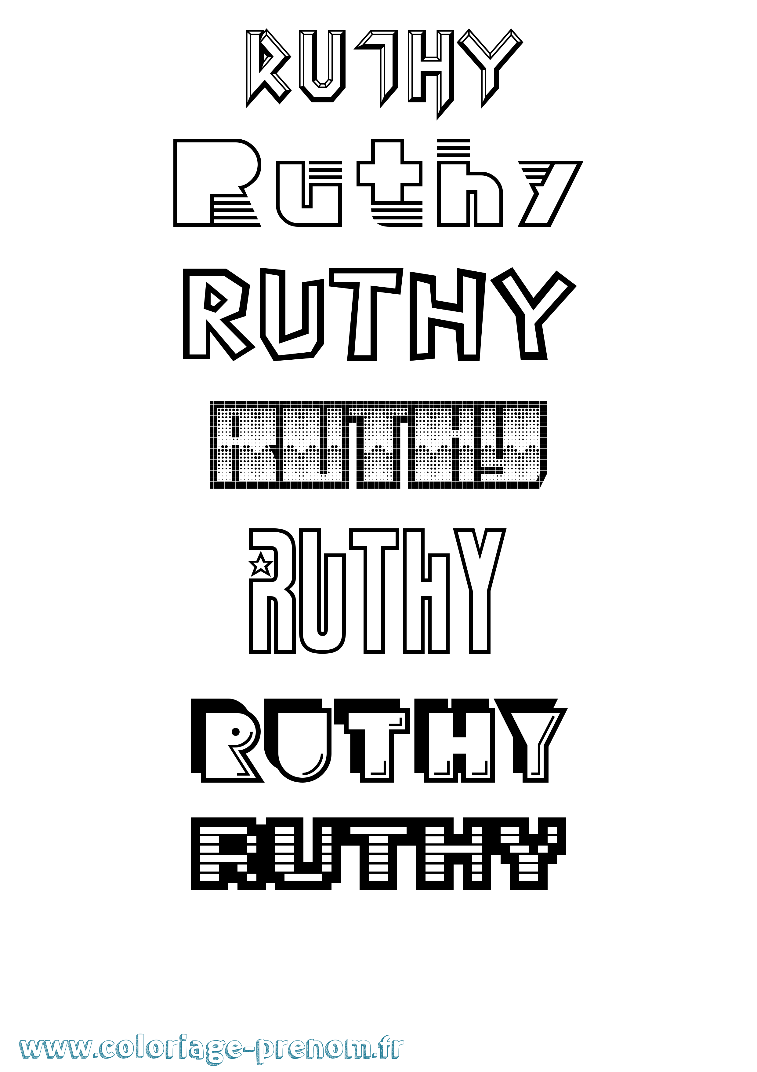 Coloriage prénom Ruthy Jeux Vidéos