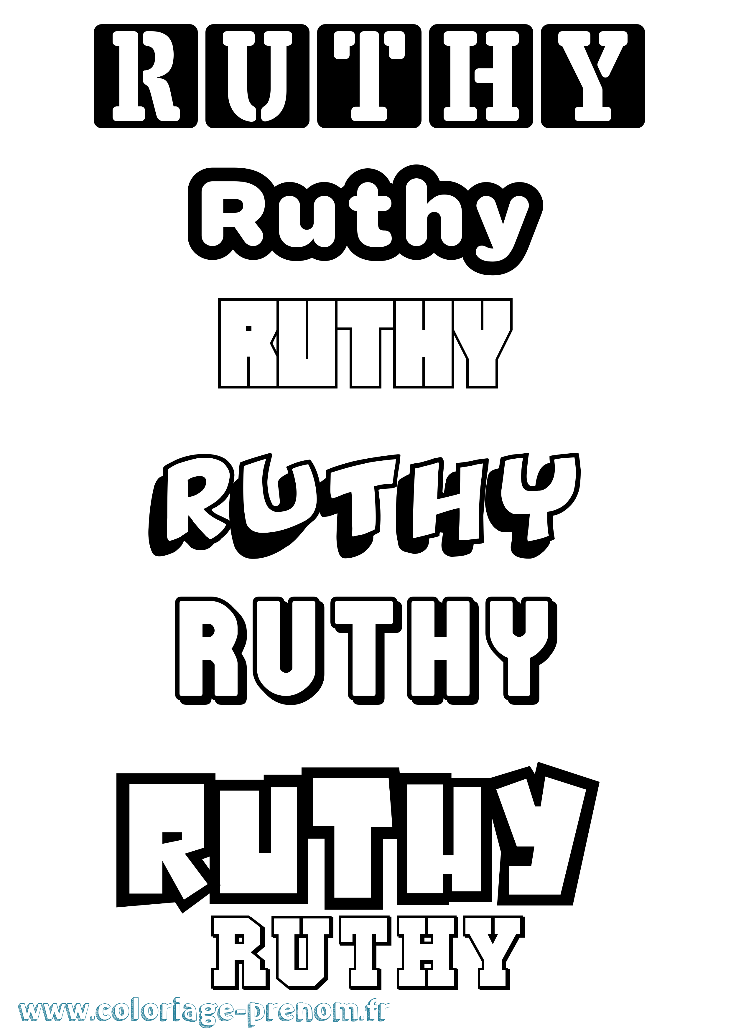 Coloriage prénom Ruthy Simple