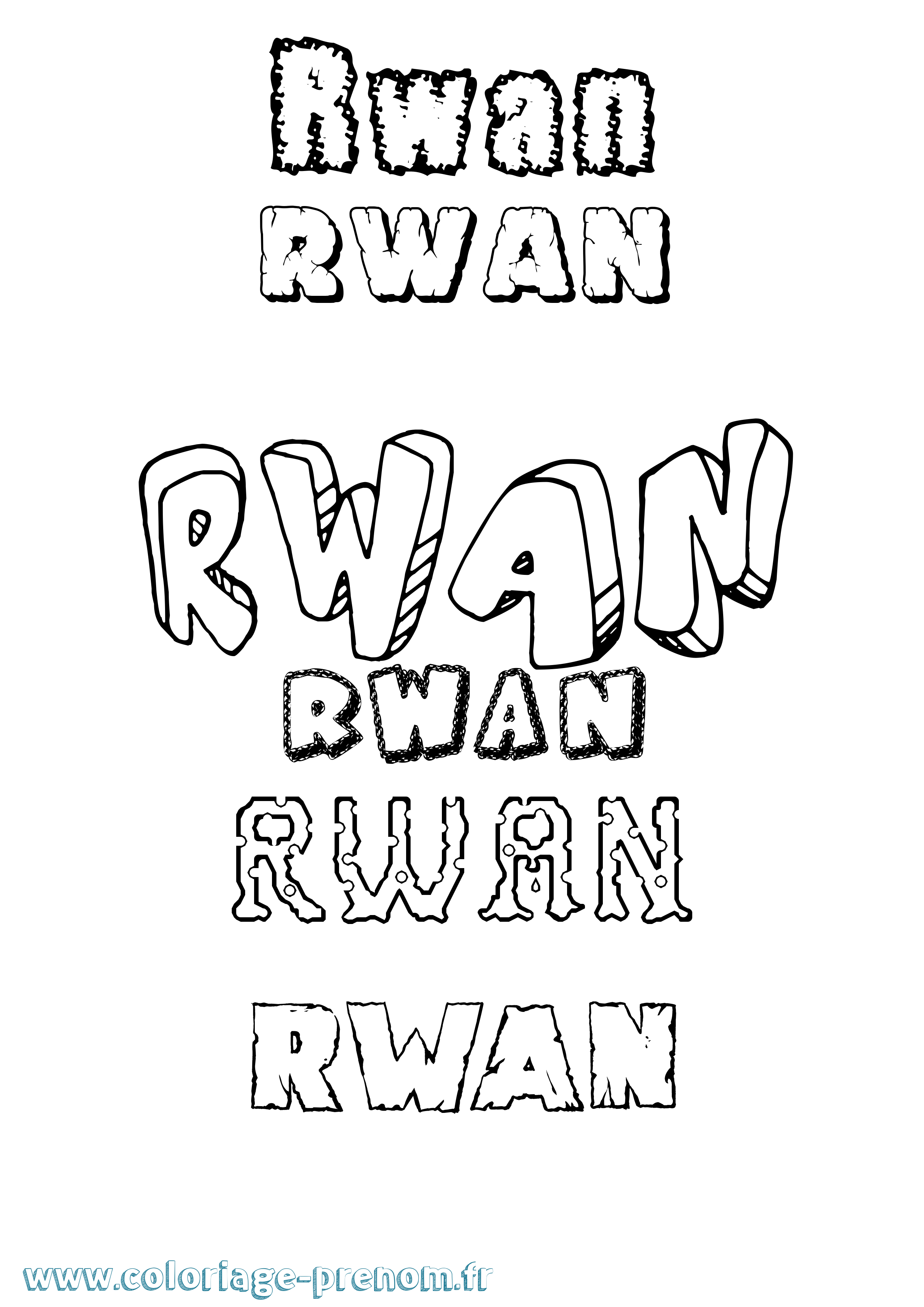 Coloriage Rwan Destructuré Coloriage prénom Rwan Destructuré