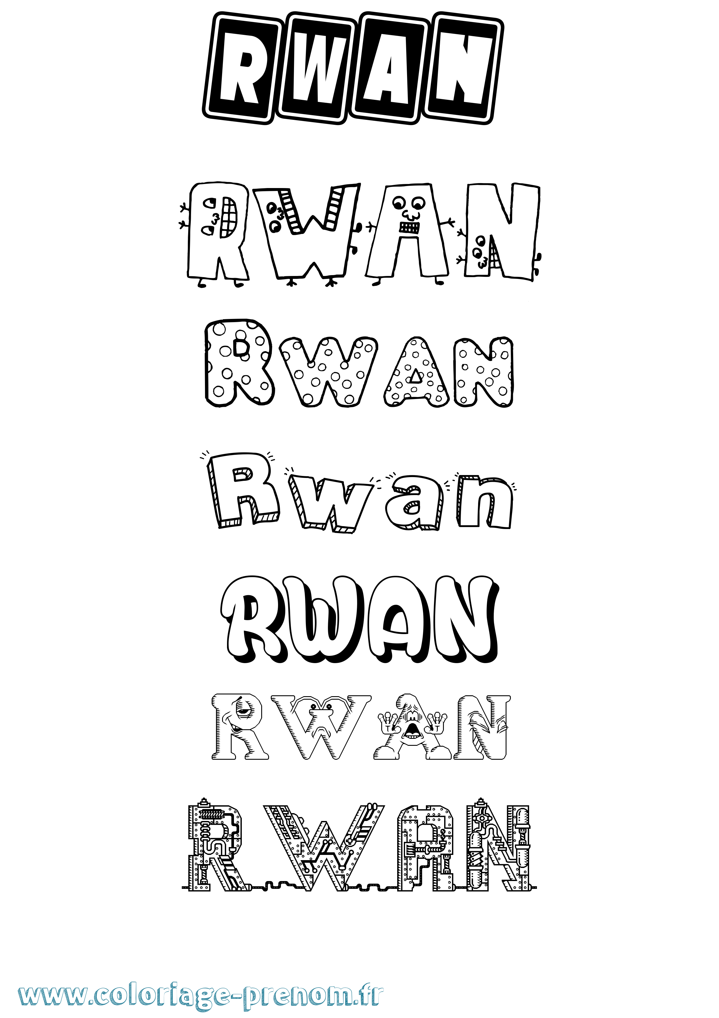 Coloriage Rwan Fun Coloriage prénom Rwan Fun