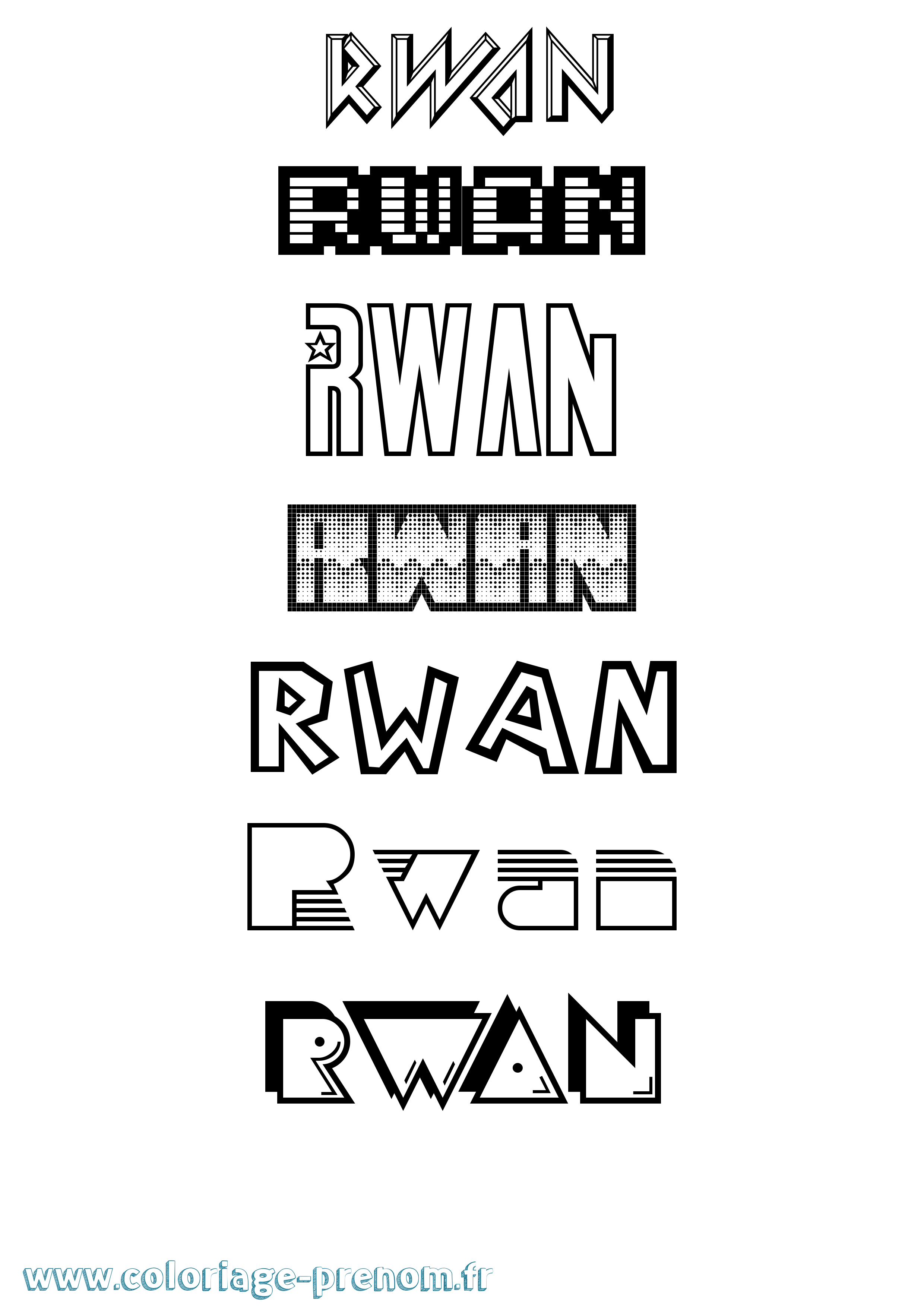 Coloriage Rwan Jeux Vidéos Coloriage prénom Rwan Jeux Vidéos