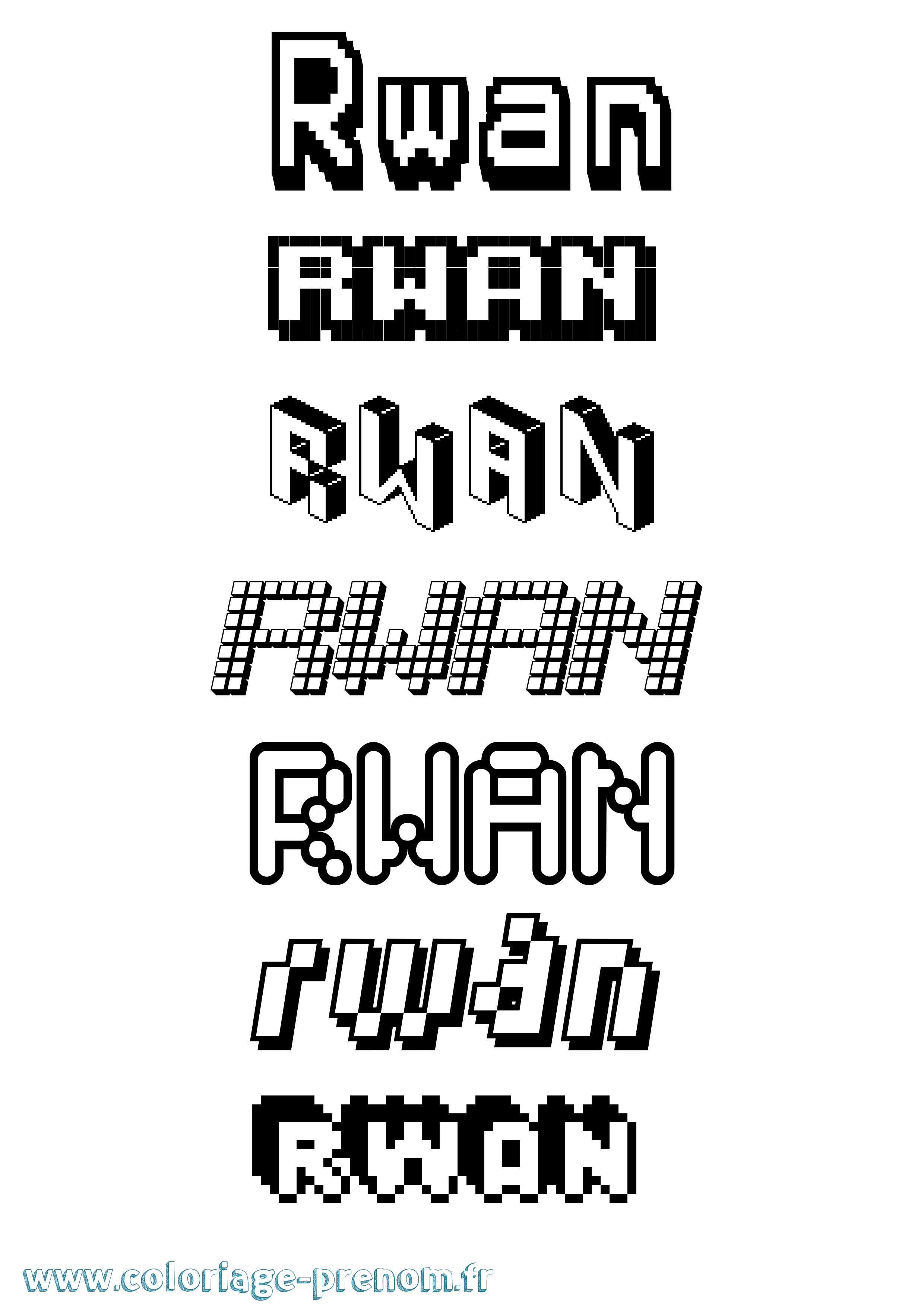 Coloriage Rwan Pixel Coloriage prénom Rwan Pixel