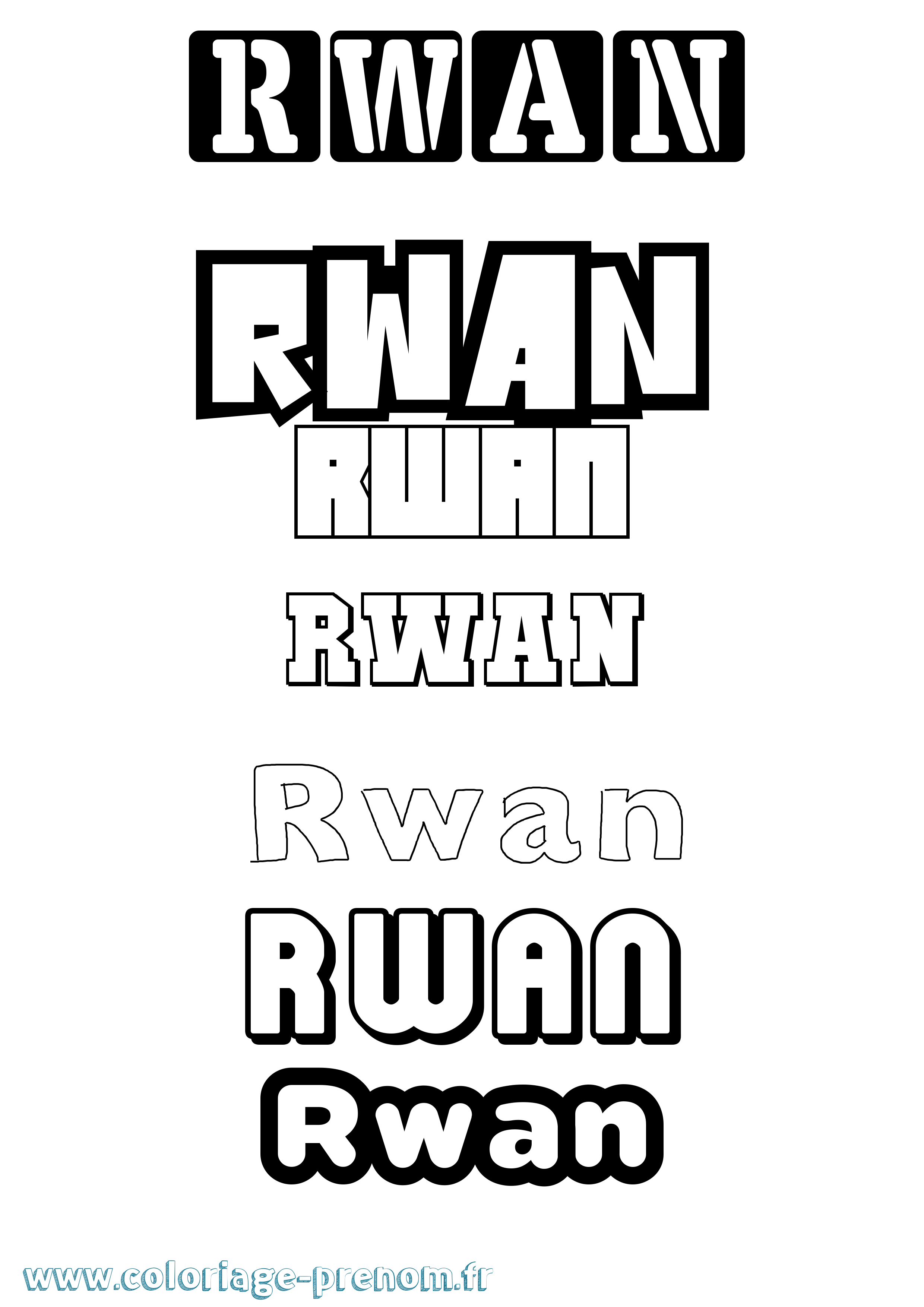 Coloriage Rwan Simple Coloriage prénom Rwan Simple