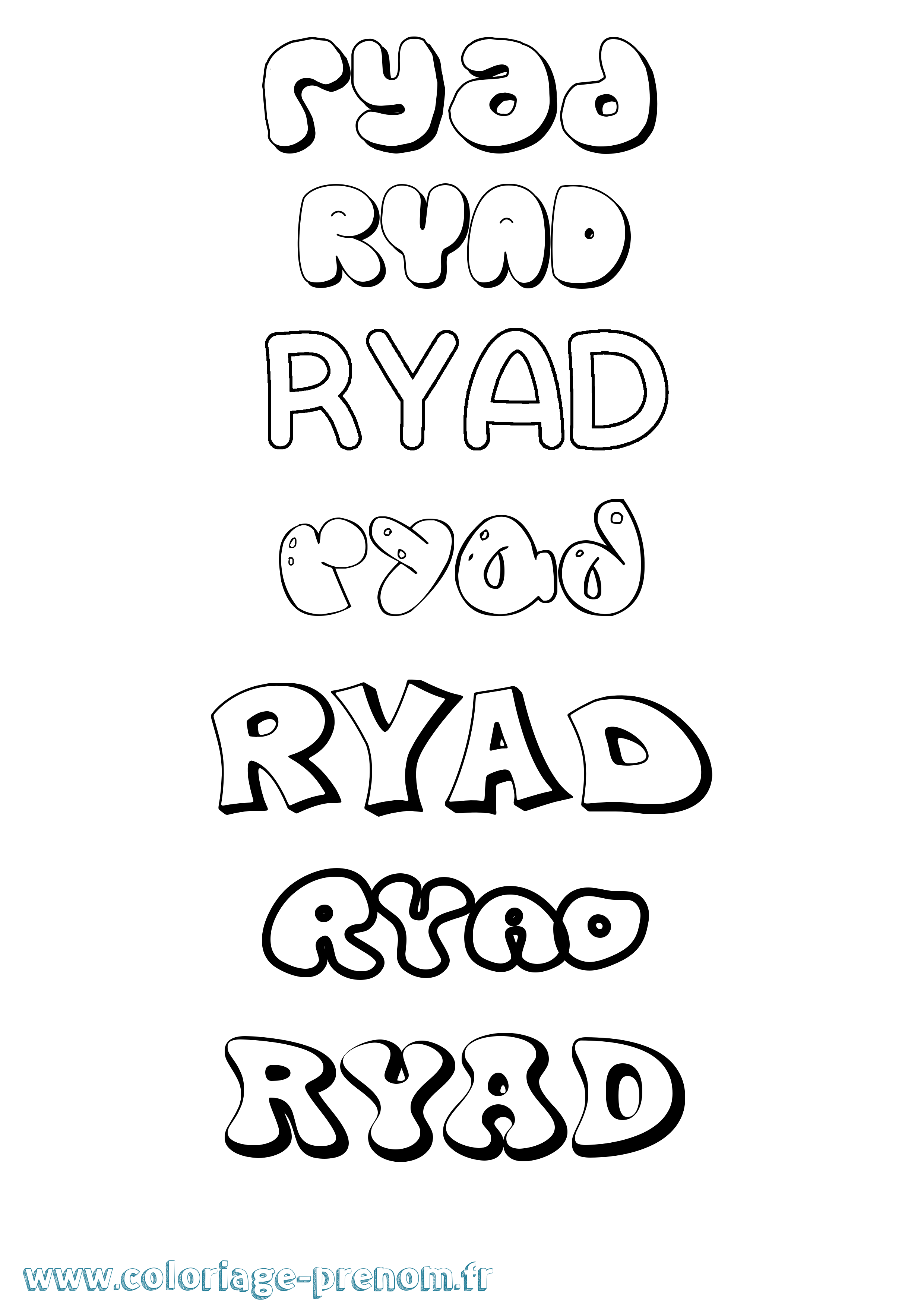 Coloriage prénom Ryad