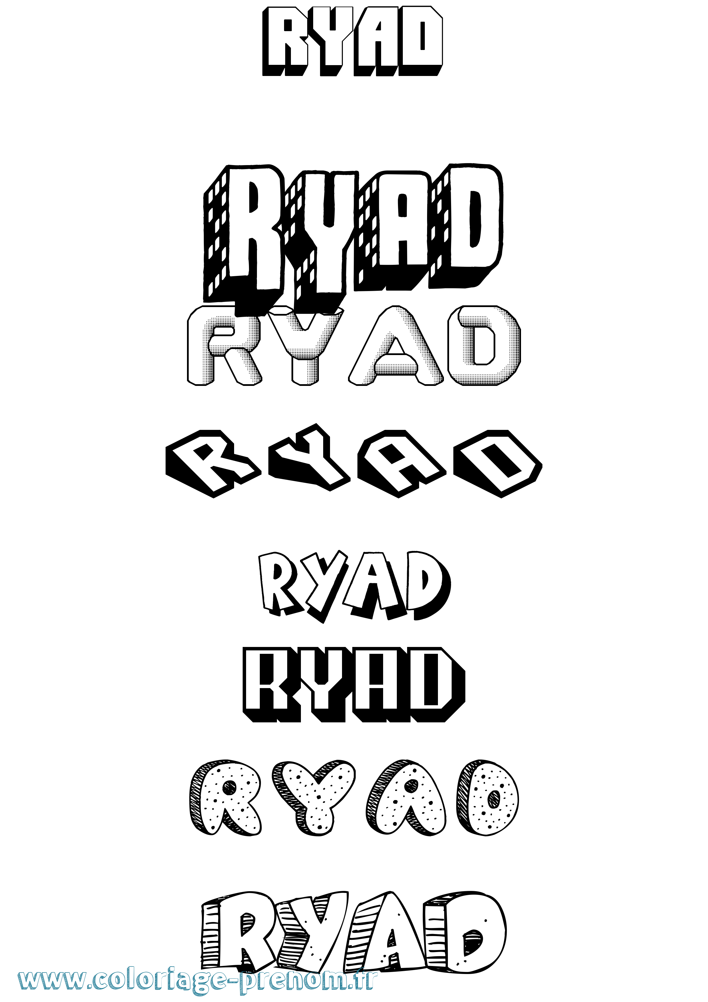 Coloriage prénom Ryad
