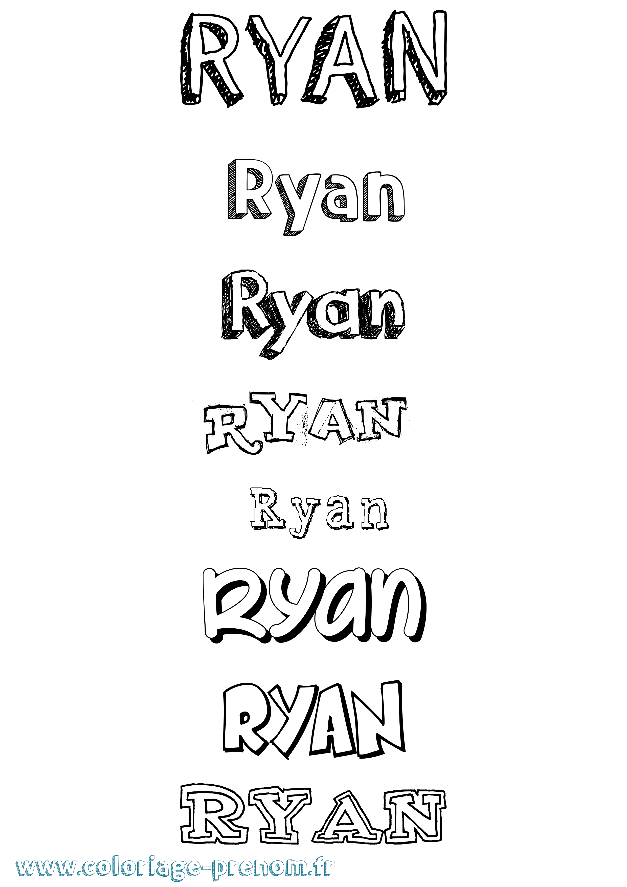 Coloriage prénom Ryan