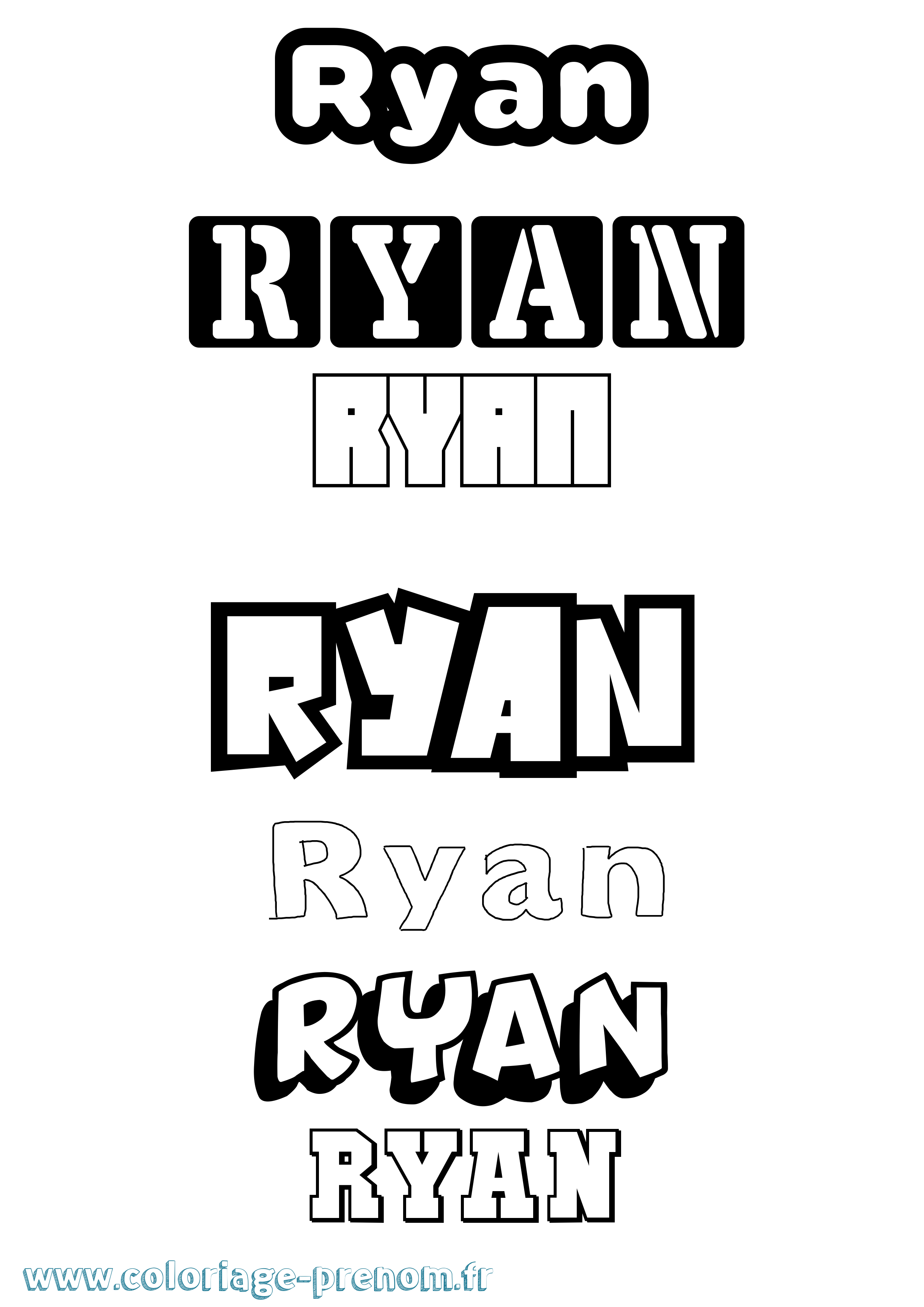 Coloriage prénom Ryan Simple