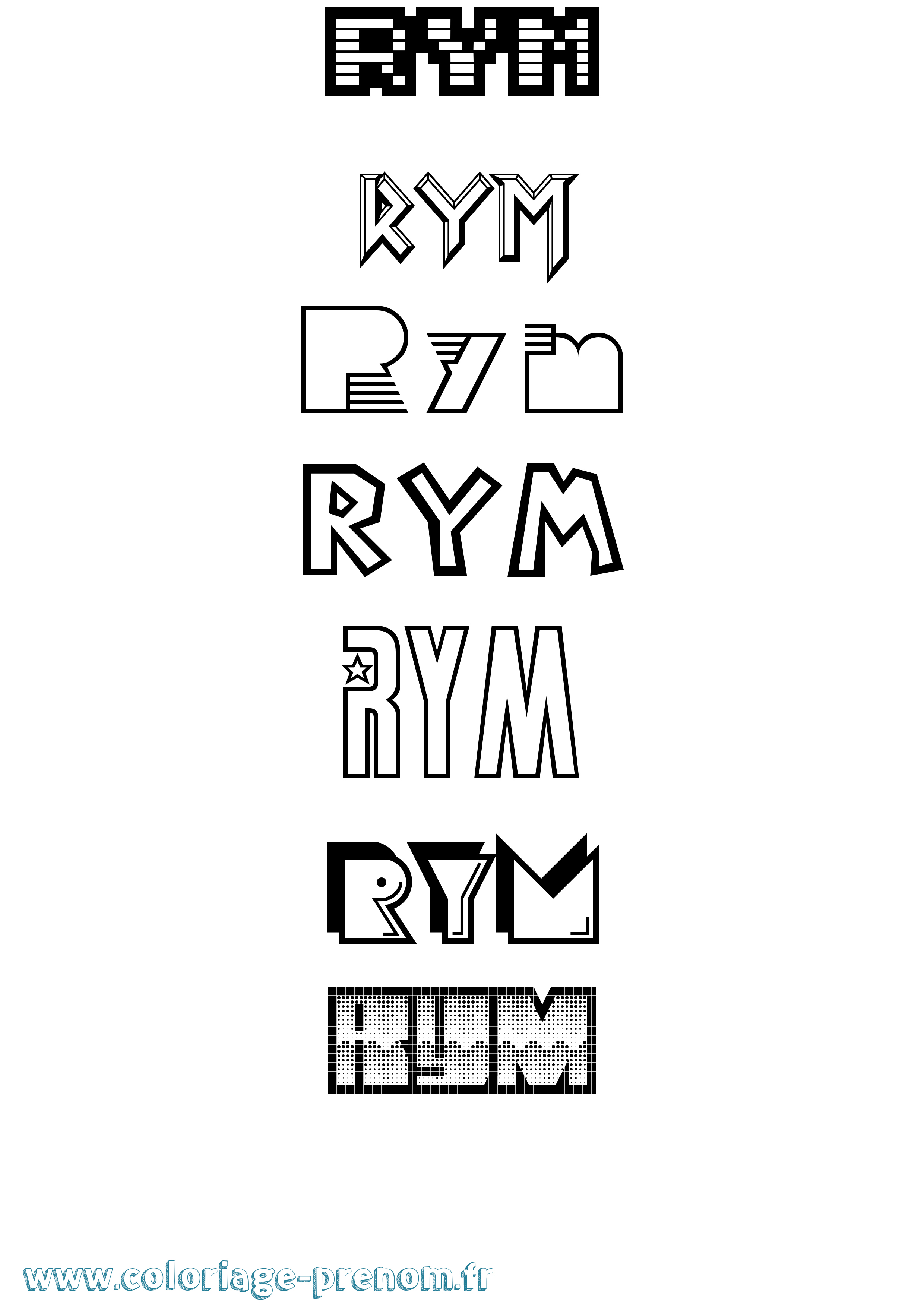 Coloriage prénom Rym