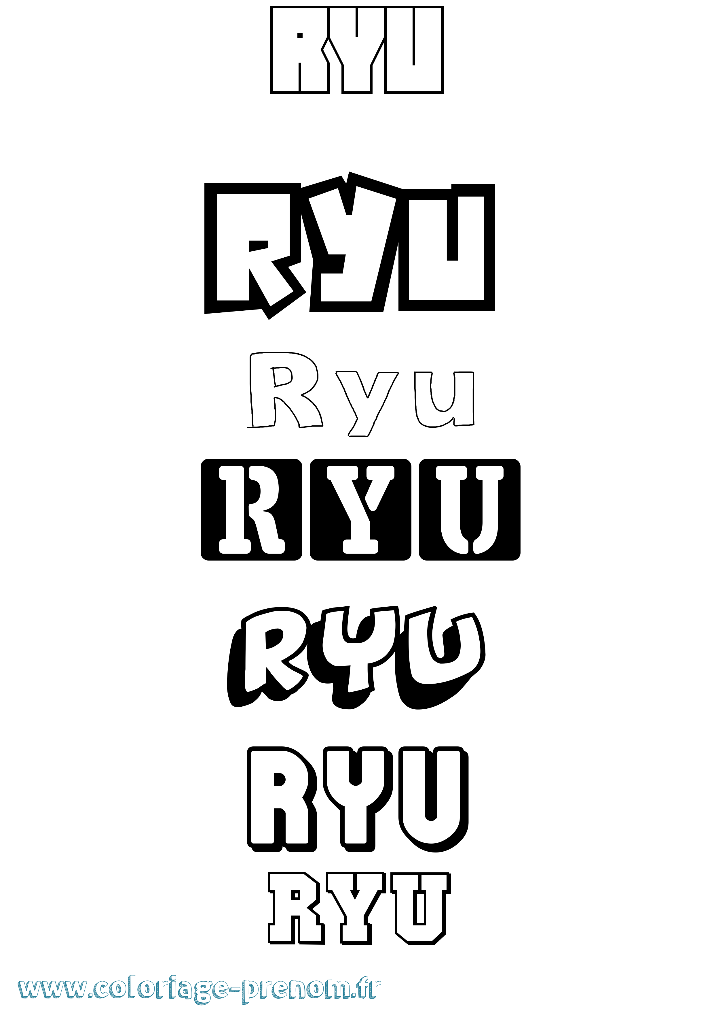 Coloriage prénom Ryu Simple
