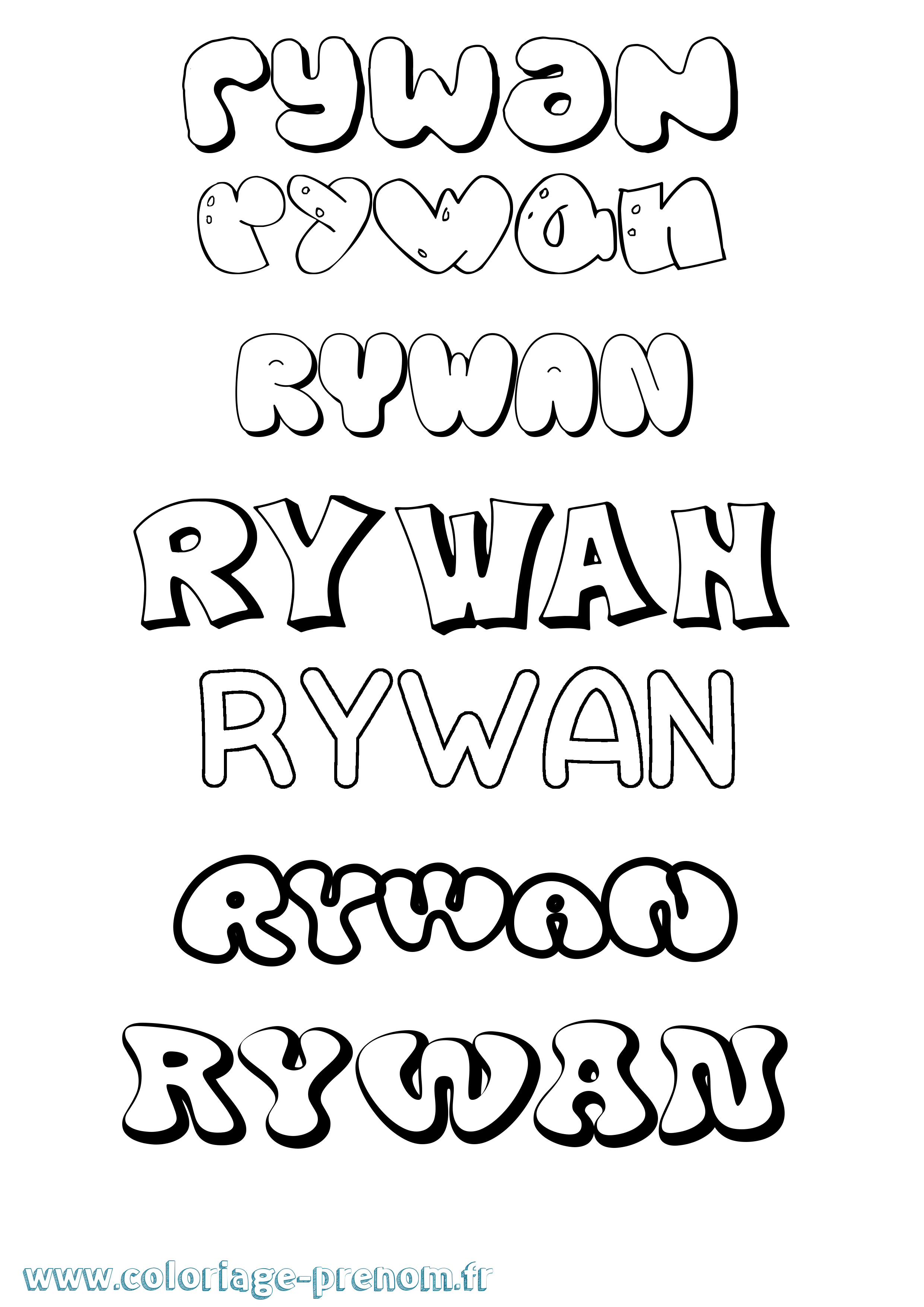 Coloriage Rywan Bubble Coloriage prénom Rywan Bubble