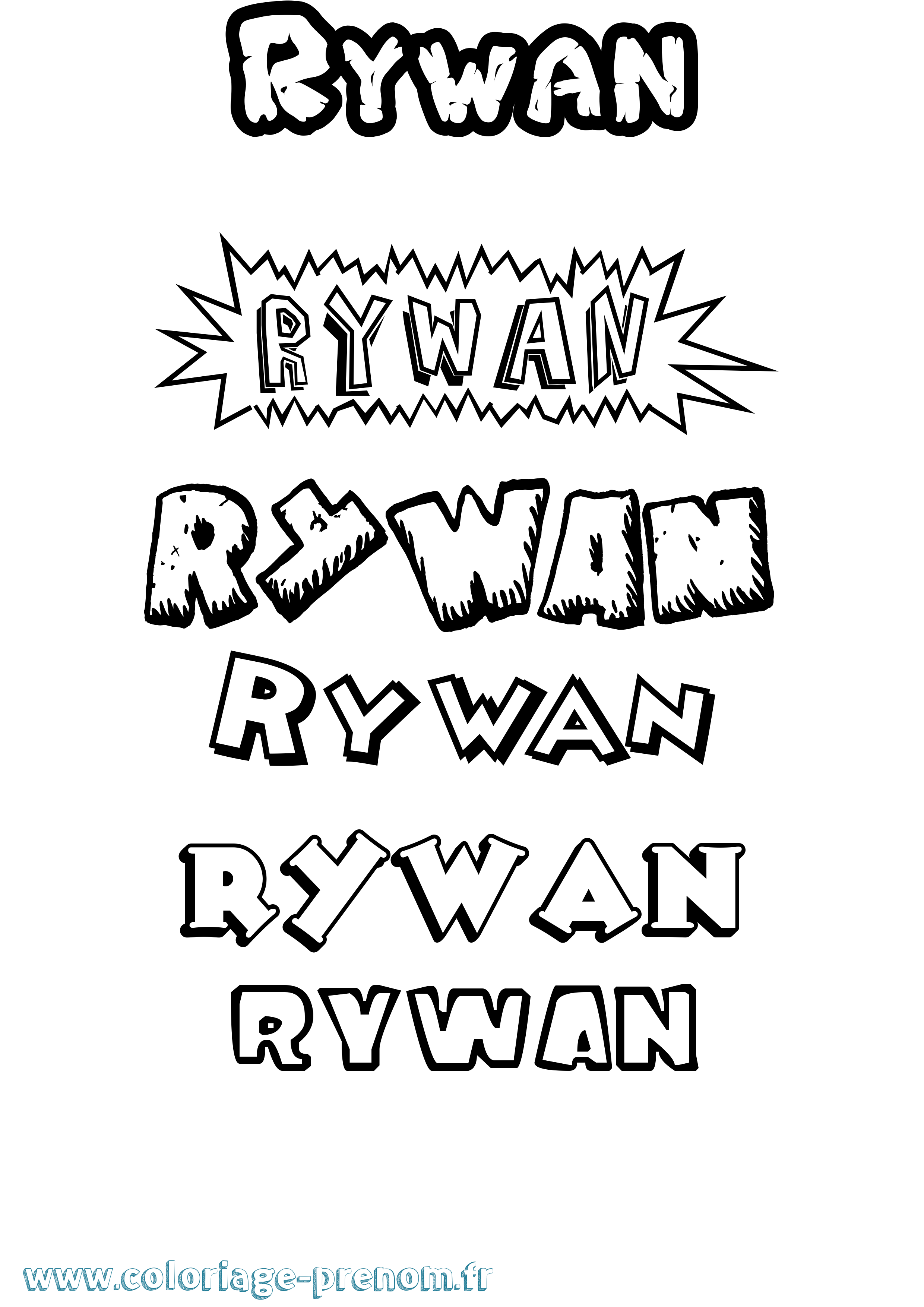 Coloriage Rywan Dessin Animé Coloriage prénom Rywan Dessin Animé
