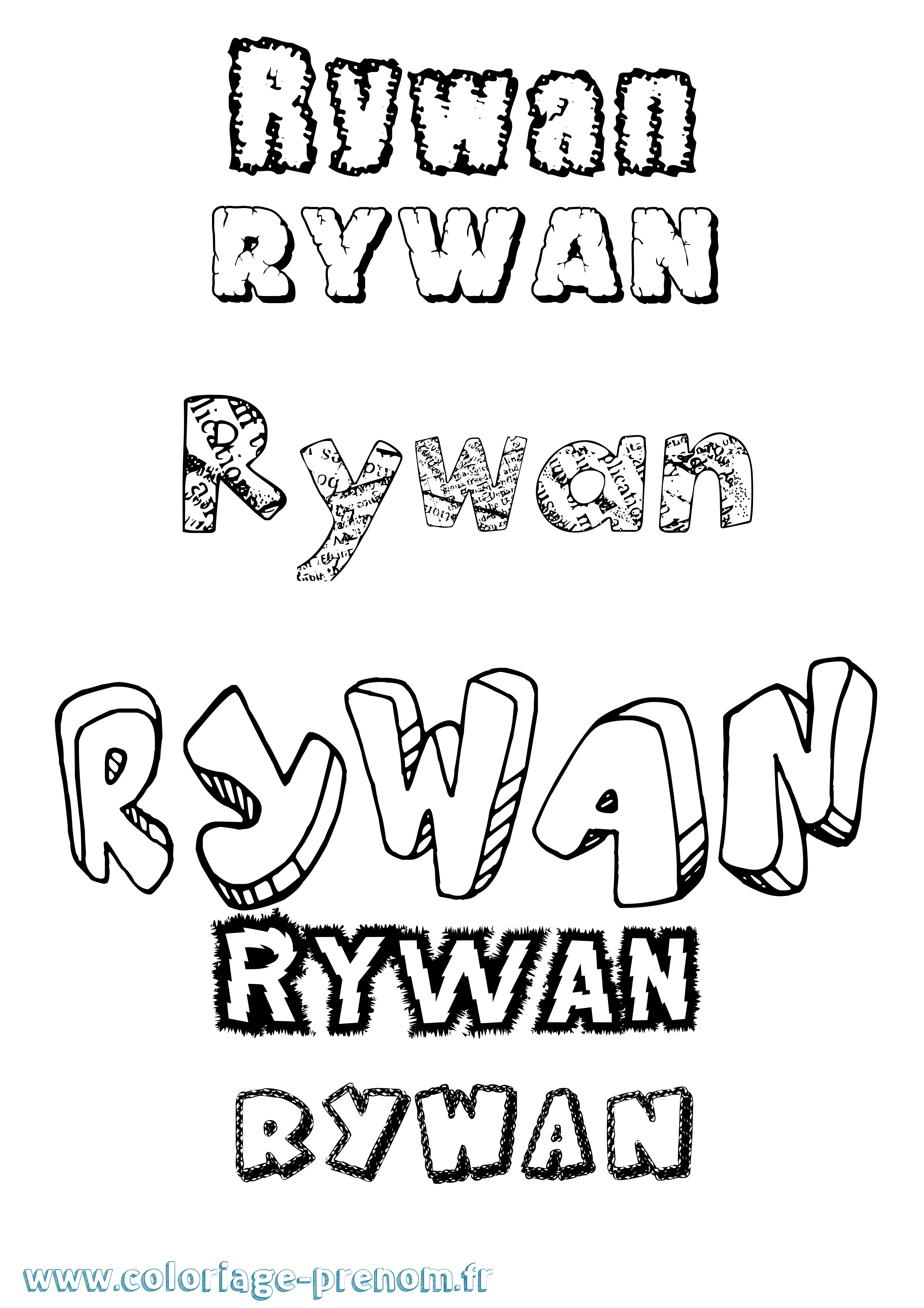 Coloriage Rywan Destructuré Coloriage prénom Rywan Destructuré