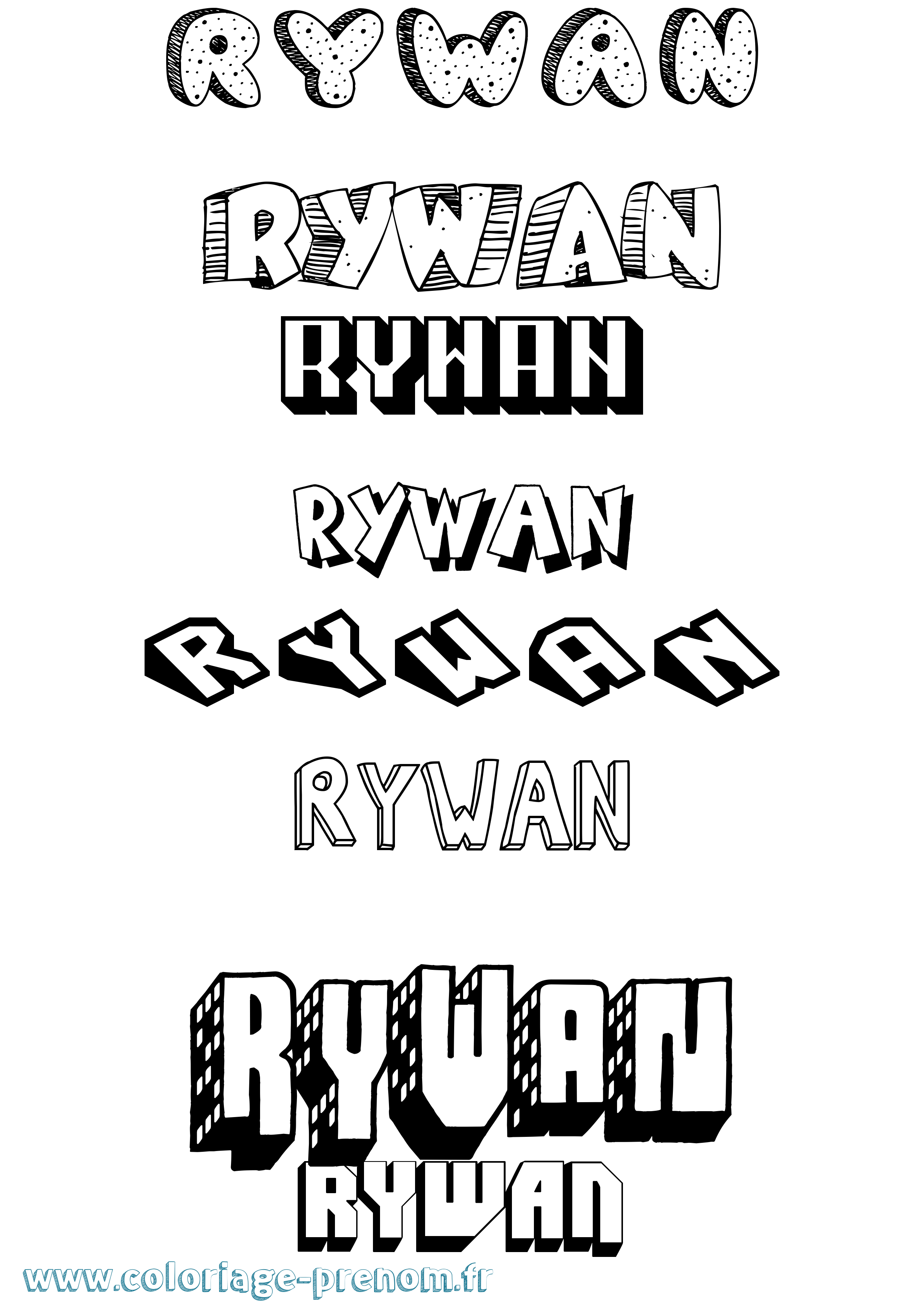Coloriage Rywan Effet 3D Coloriage prénom Rywan Effet 3D