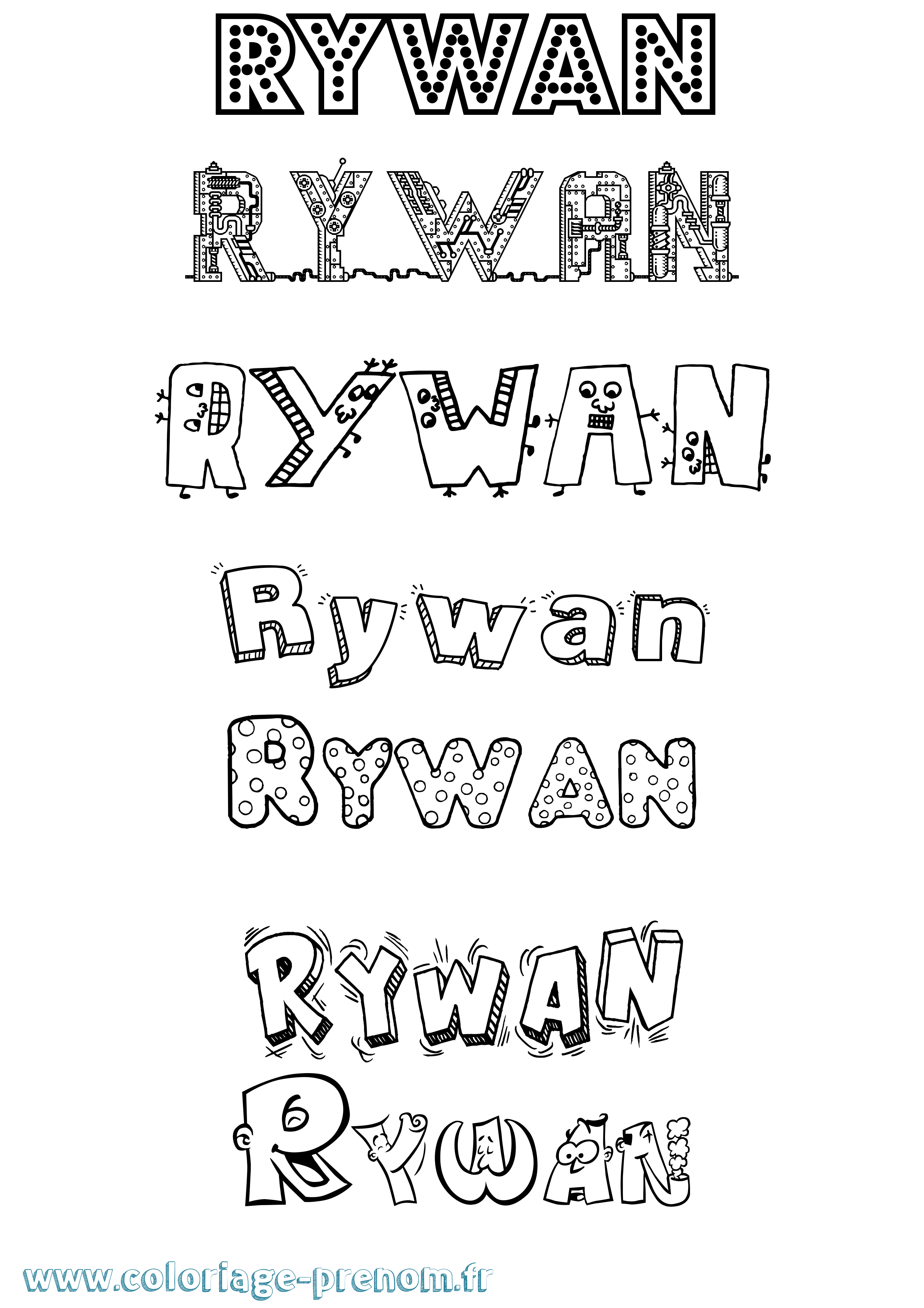 Coloriage Rywan Fun Coloriage prénom Rywan Fun