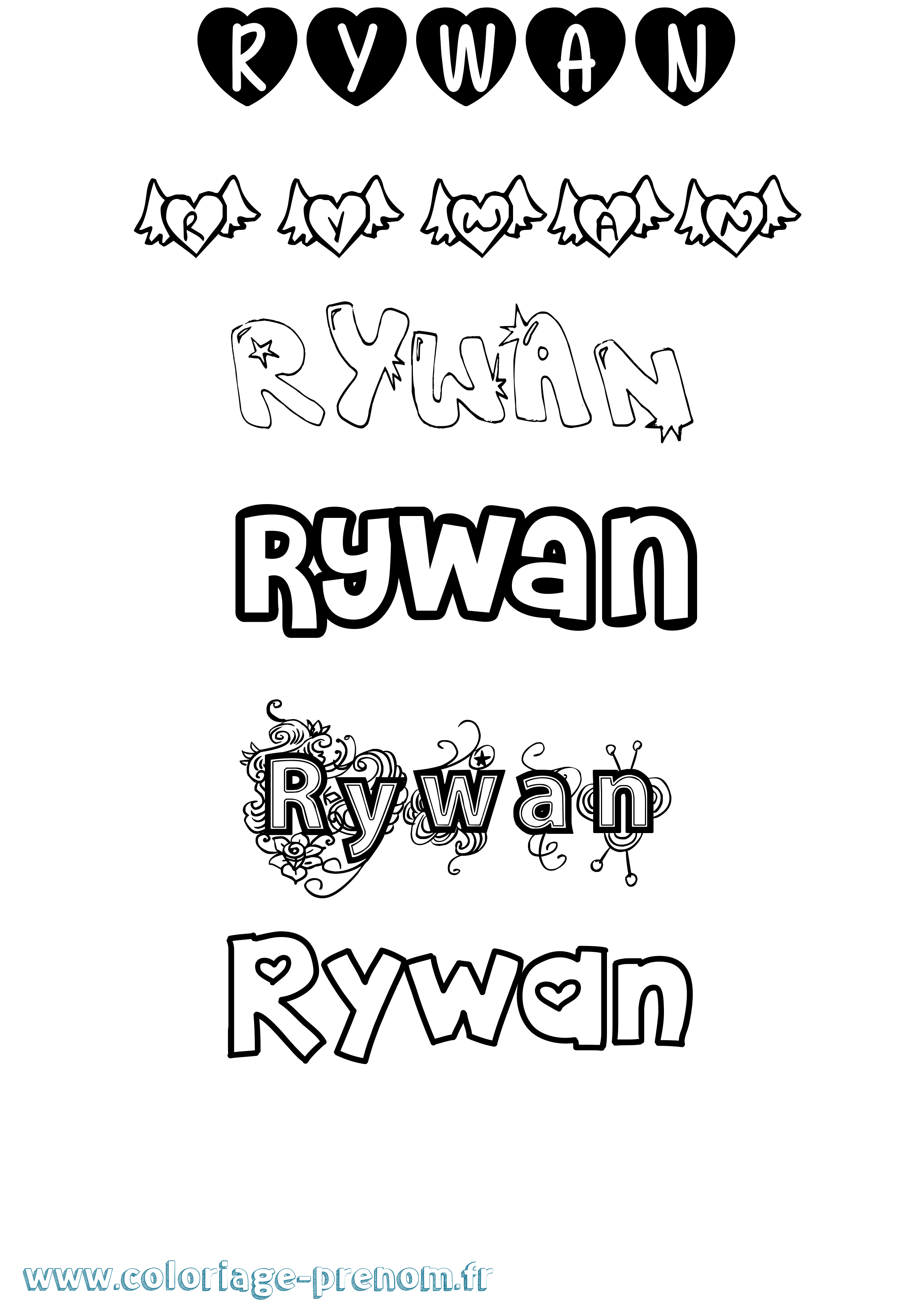 Coloriage Rywan Girly Coloriage prénom Rywan Girly