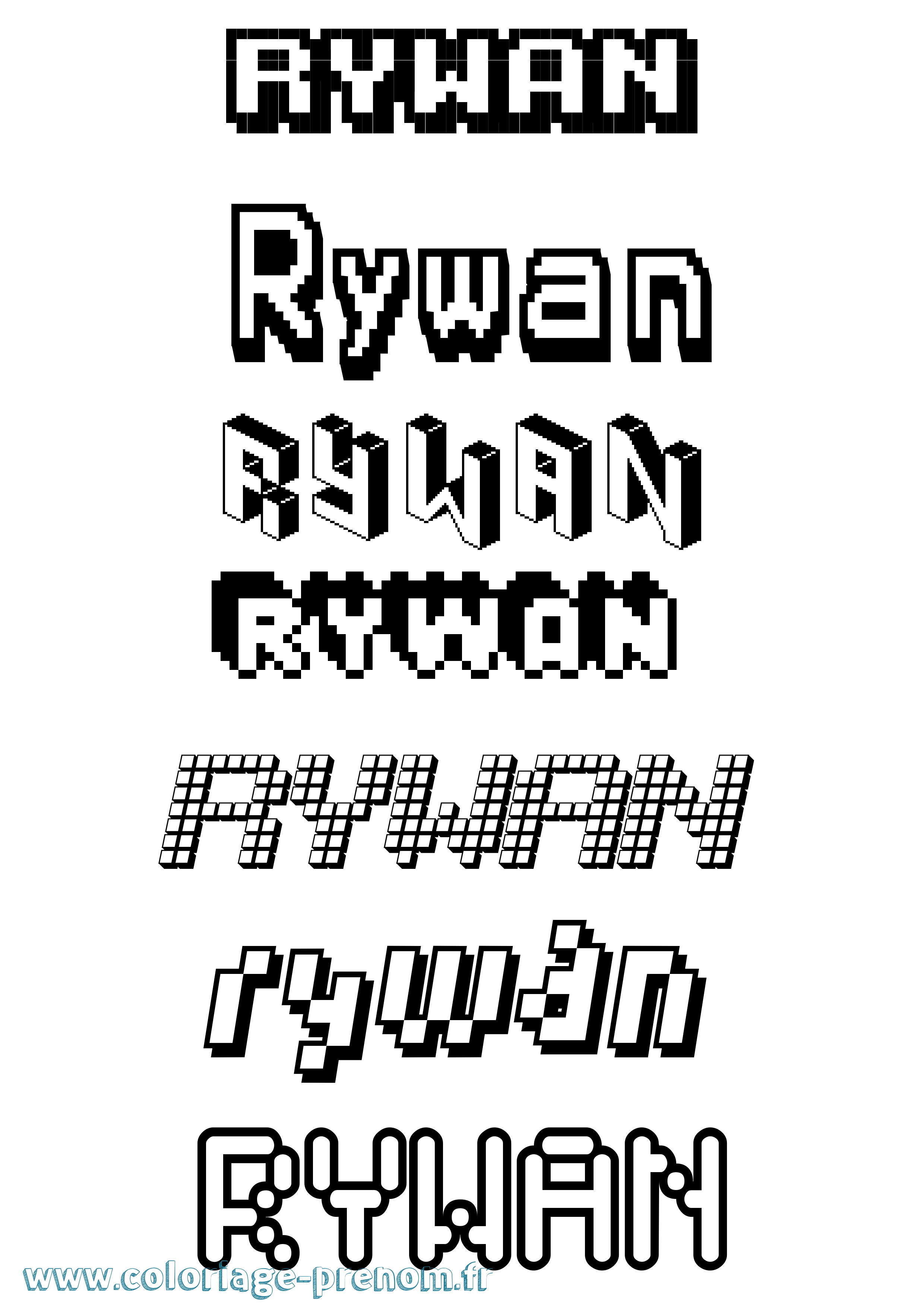 Coloriage Rywan Pixel Coloriage prénom Rywan Pixel