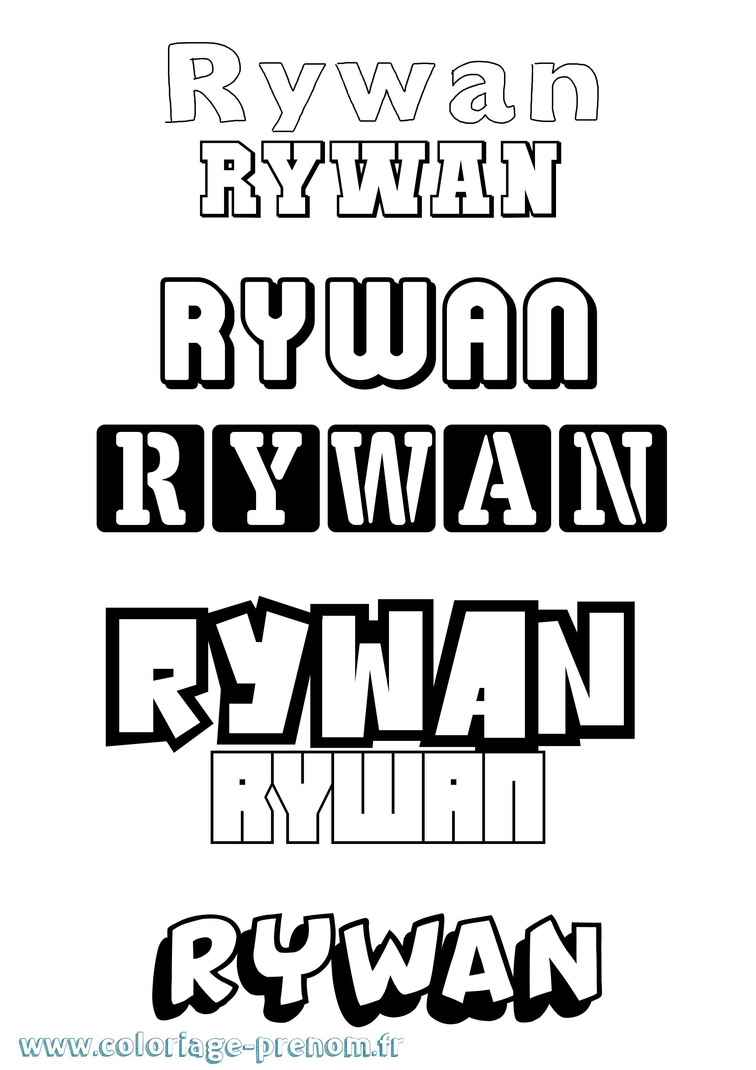 Coloriage Rywan Simple Coloriage prénom Rywan Simple