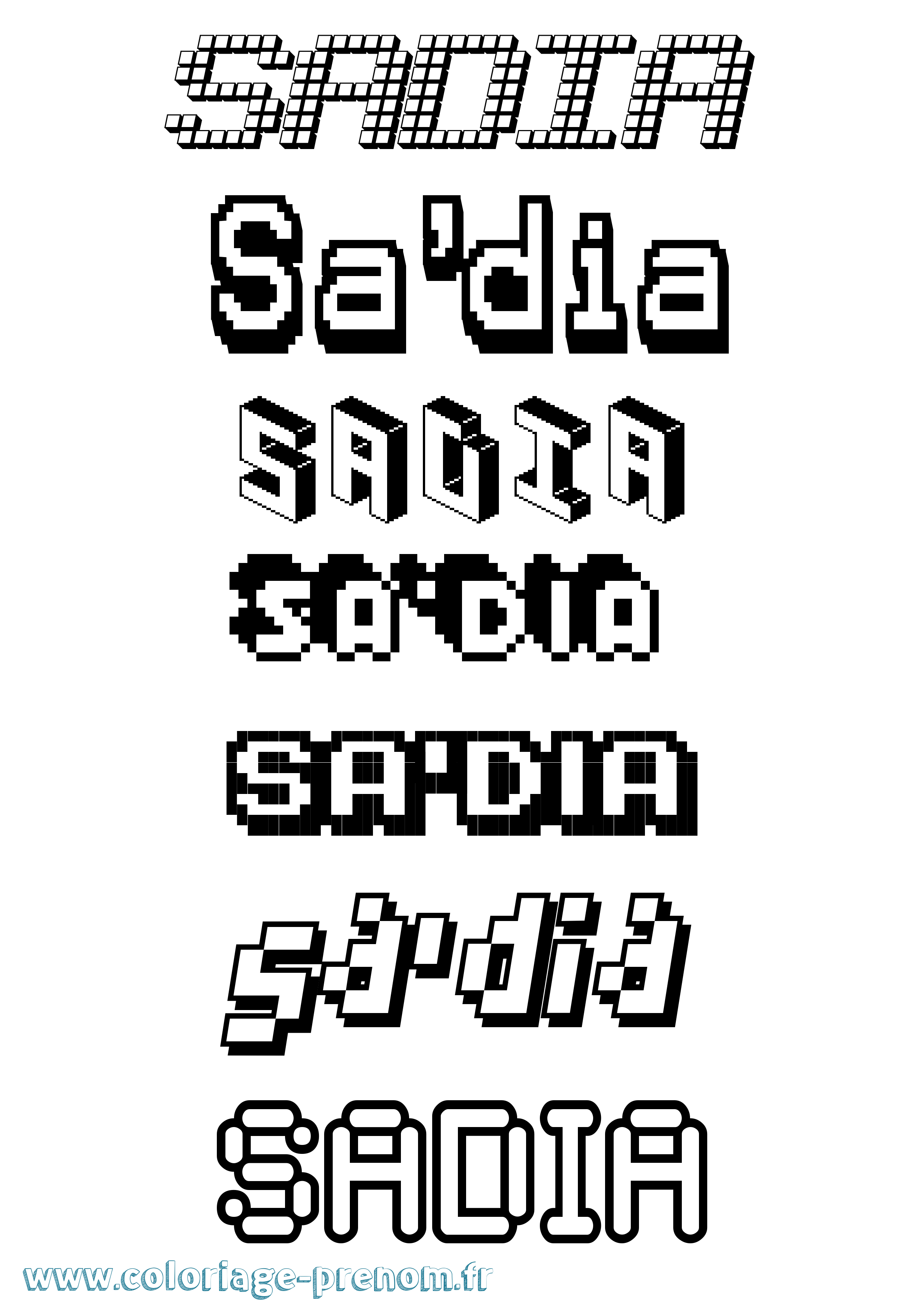 Coloriage prénom Sa'Dia Pixel