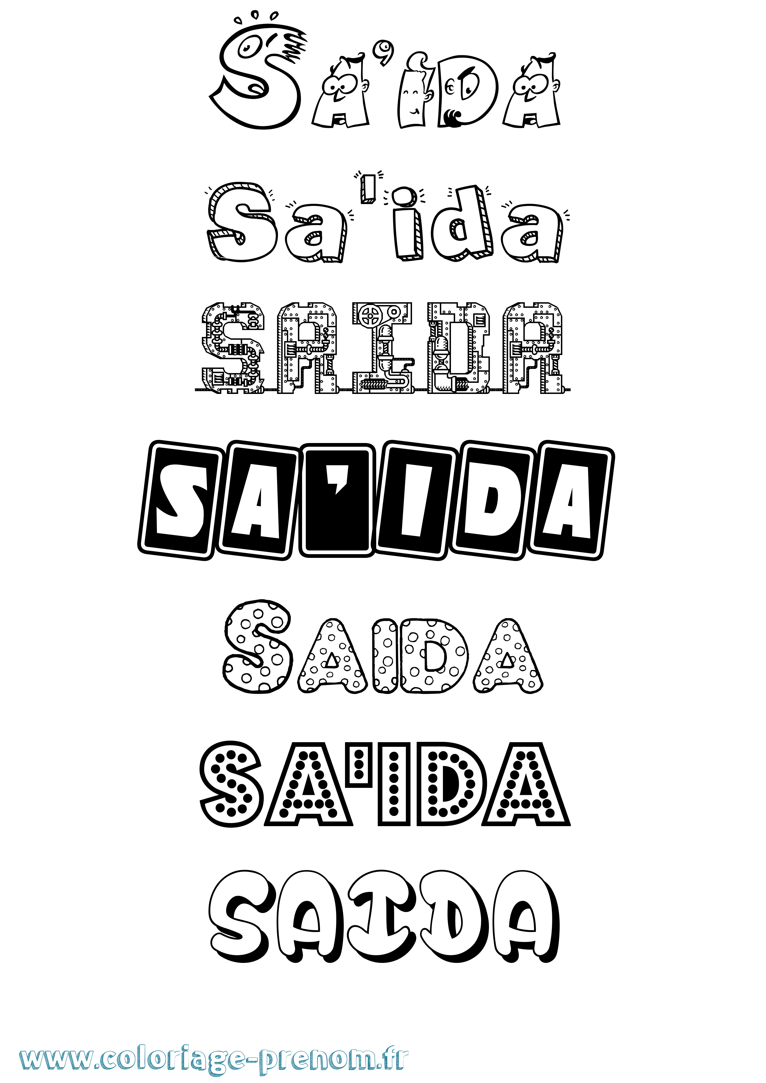 Coloriage prénom Sa'Ida Fun