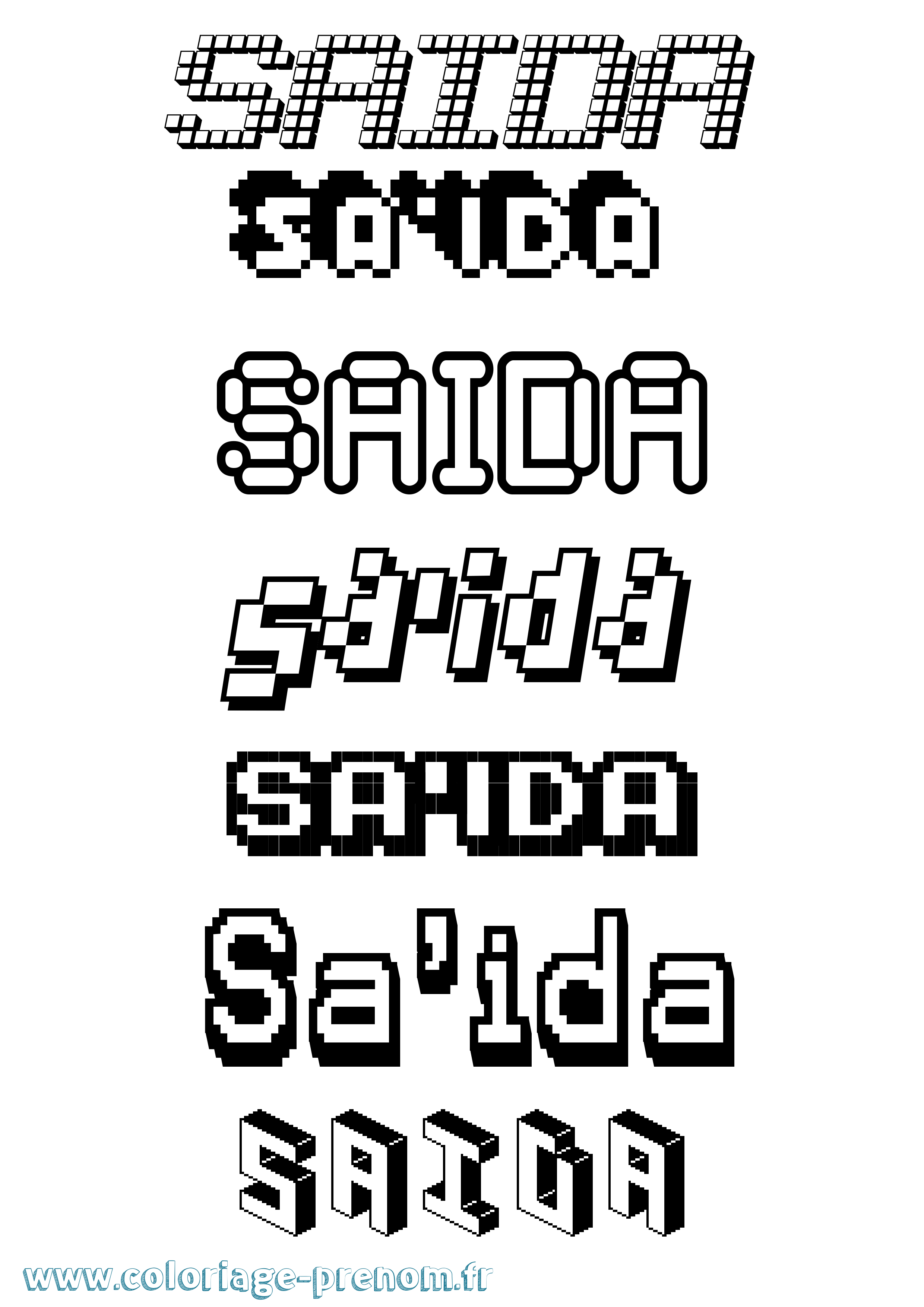 Coloriage prénom Sa'Ida Pixel