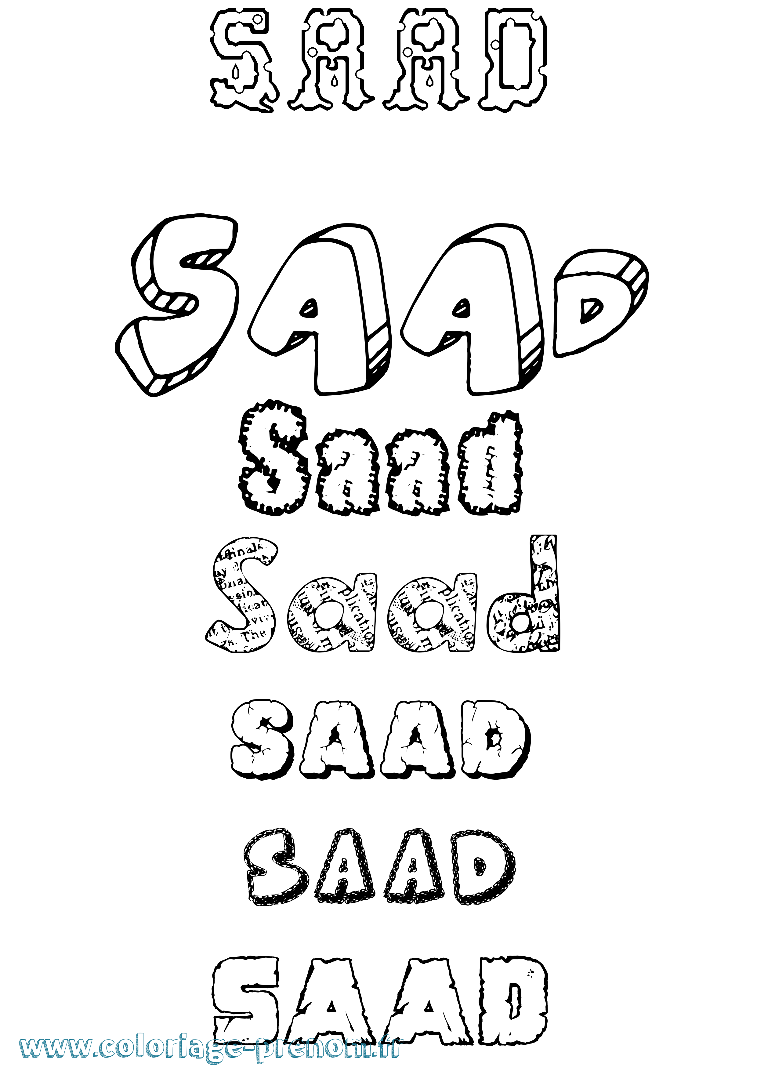 Coloriage prénom Saad Destructuré
