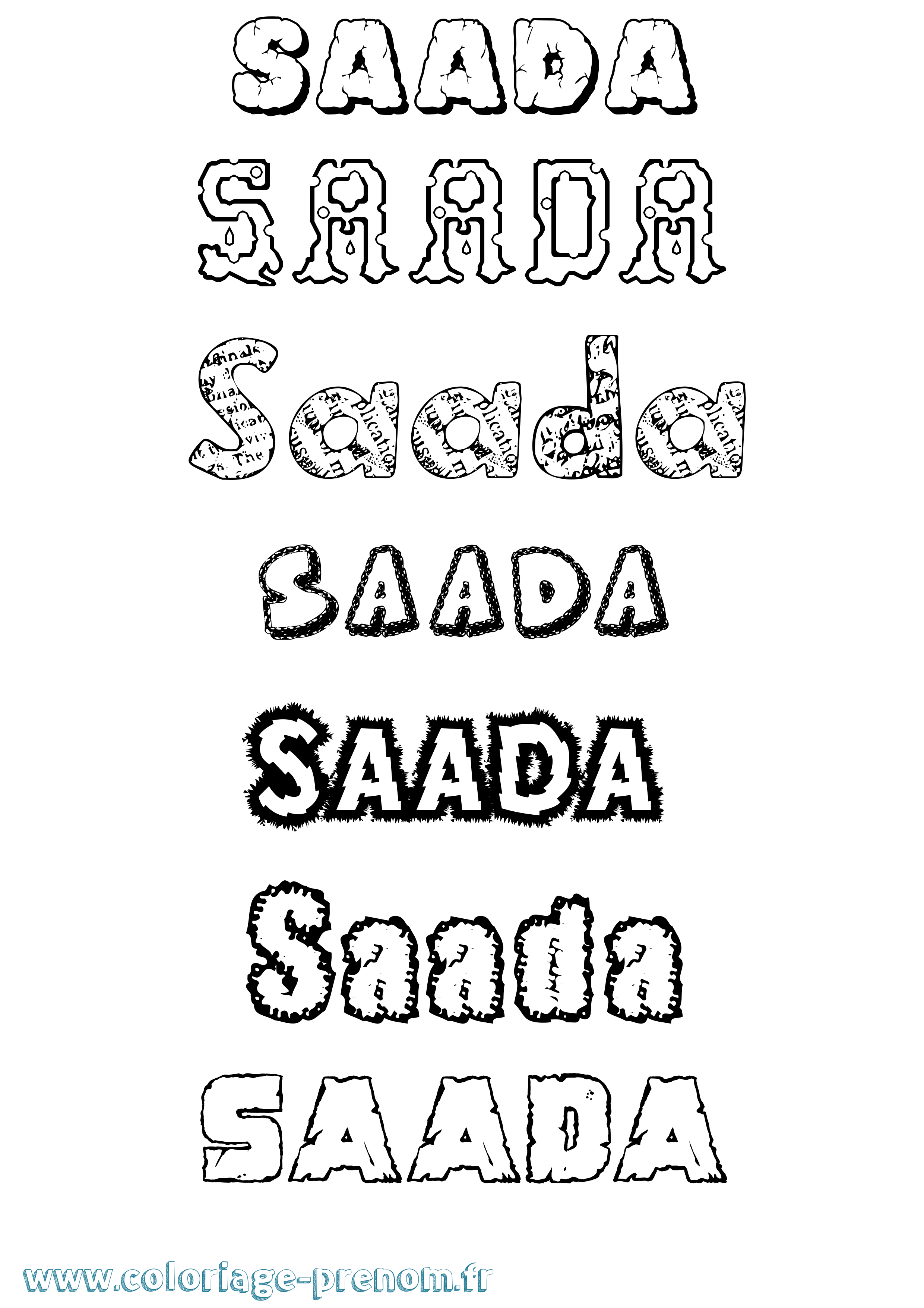 Coloriage prénom Saada Destructuré