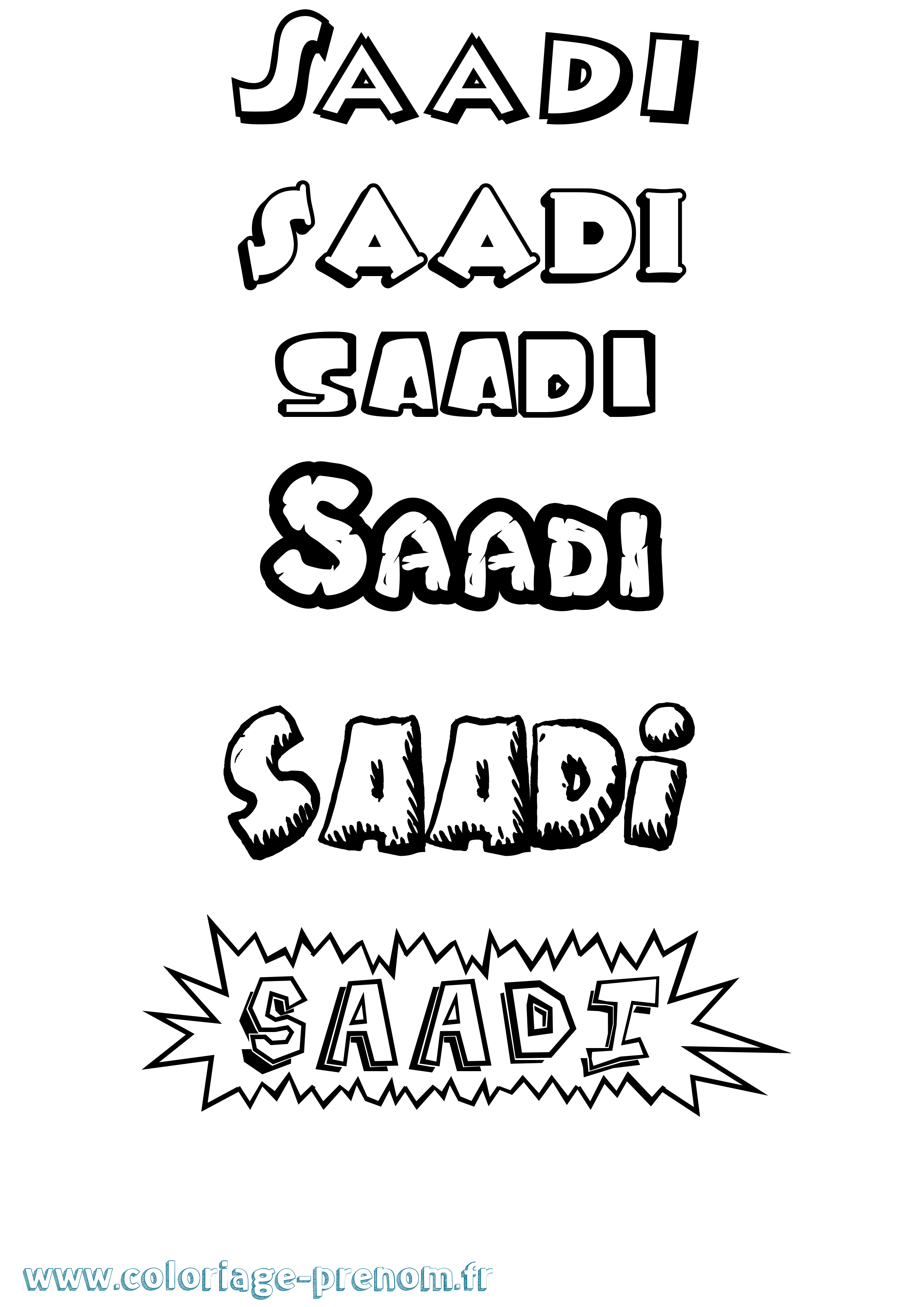 Coloriage prénom Saadi Dessin Animé