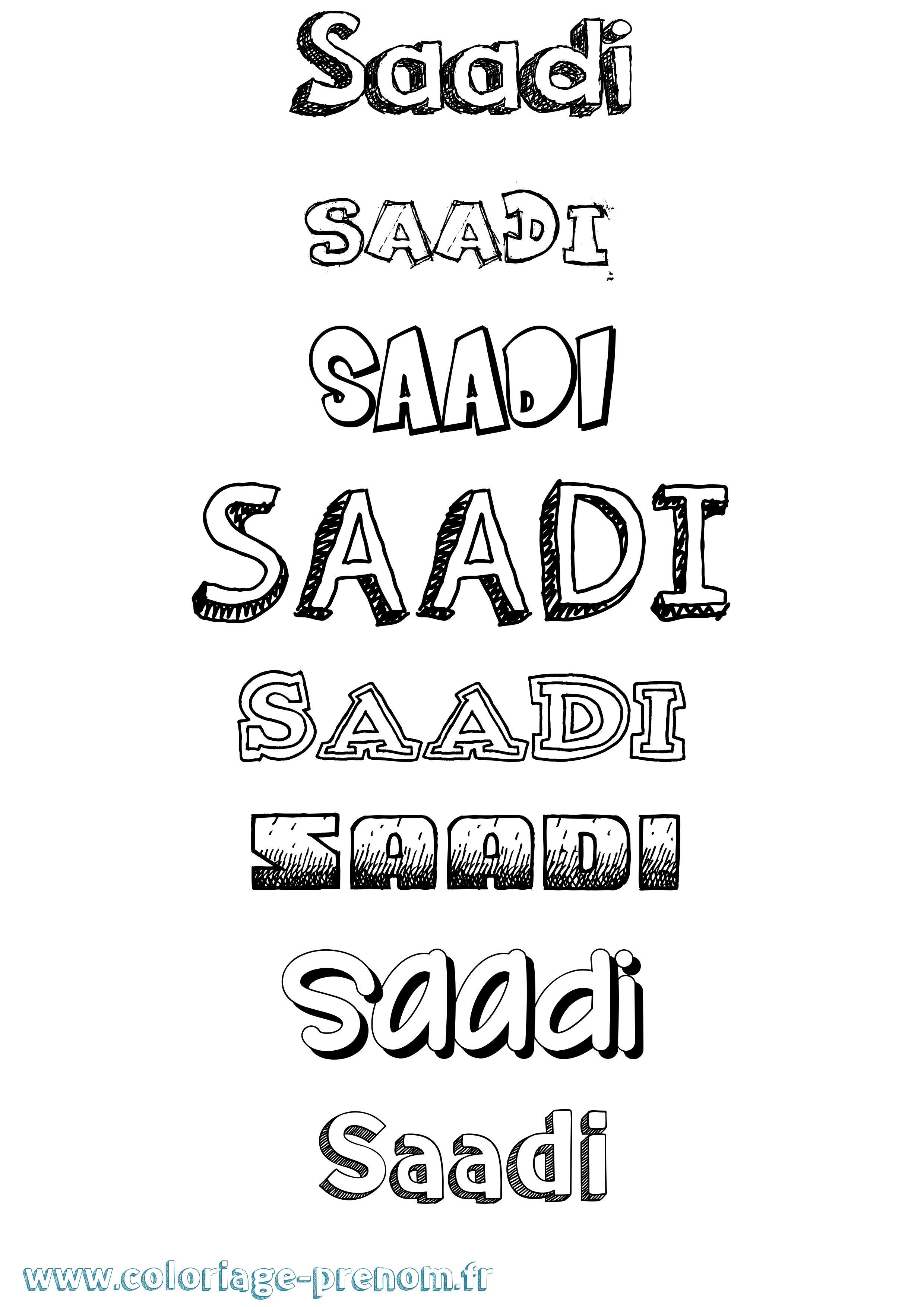 Coloriage prénom Saadi Dessiné