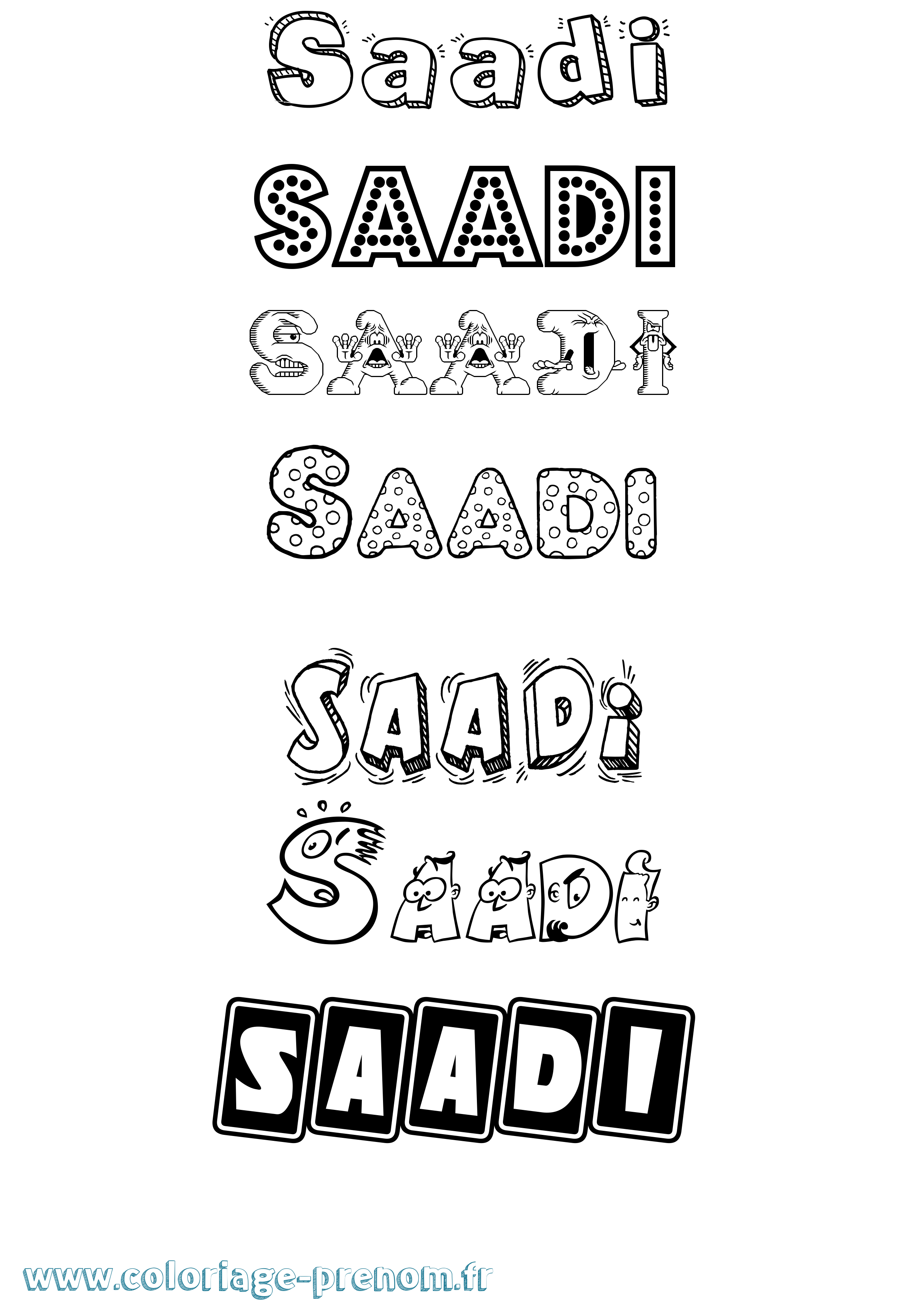 Coloriage prénom Saadi Fun