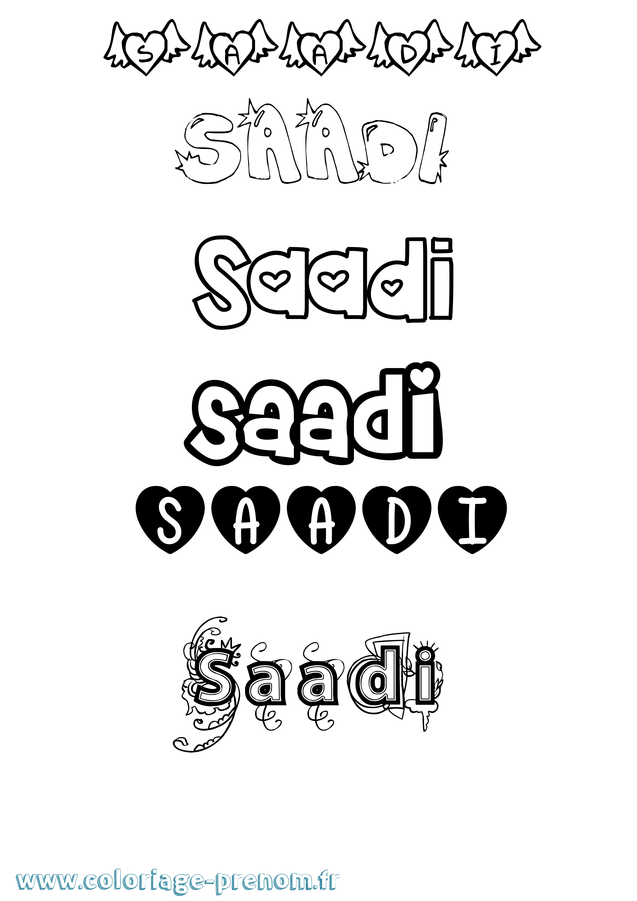 Coloriage prénom Saadi Girly