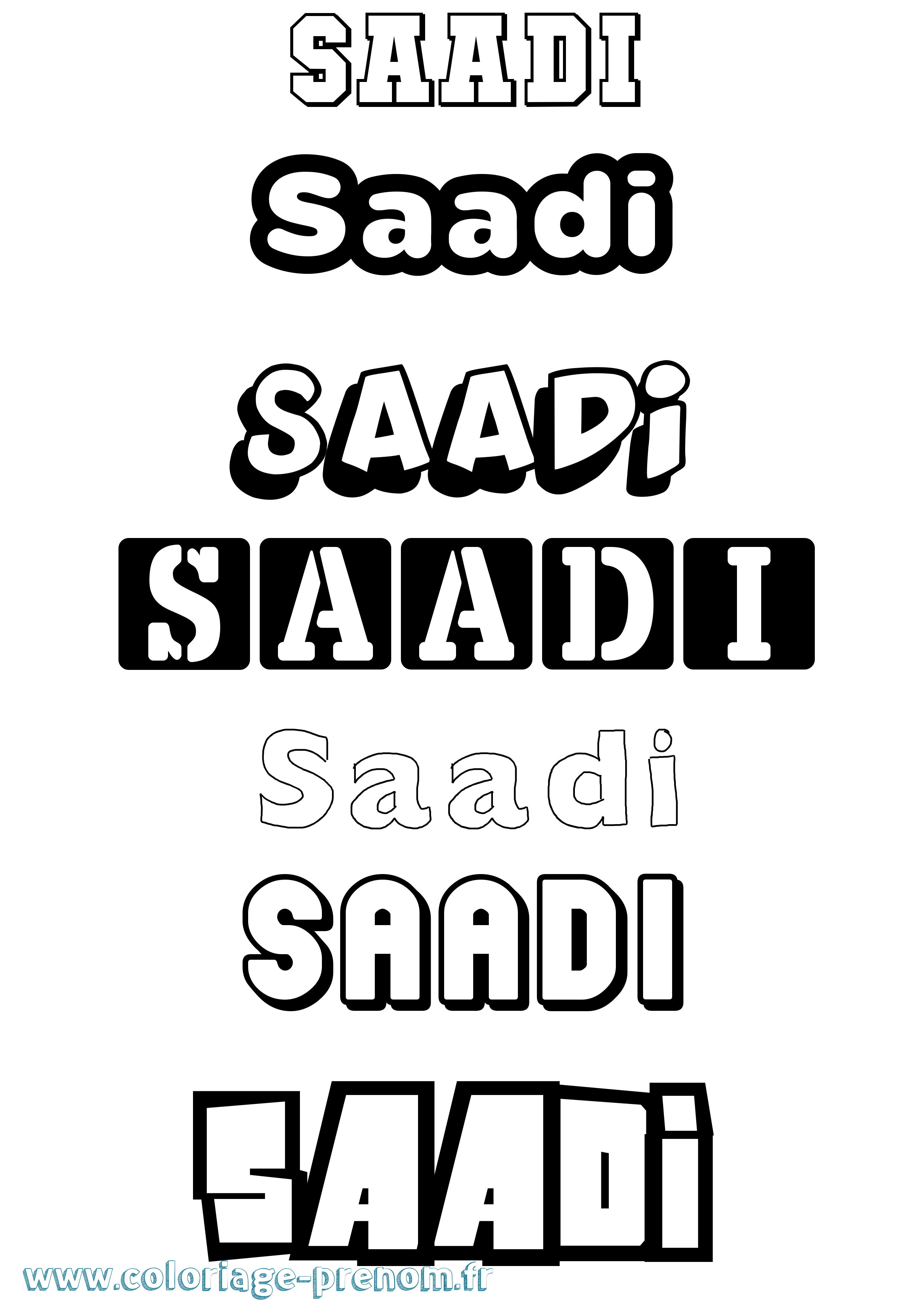Coloriage prénom Saadi Simple
