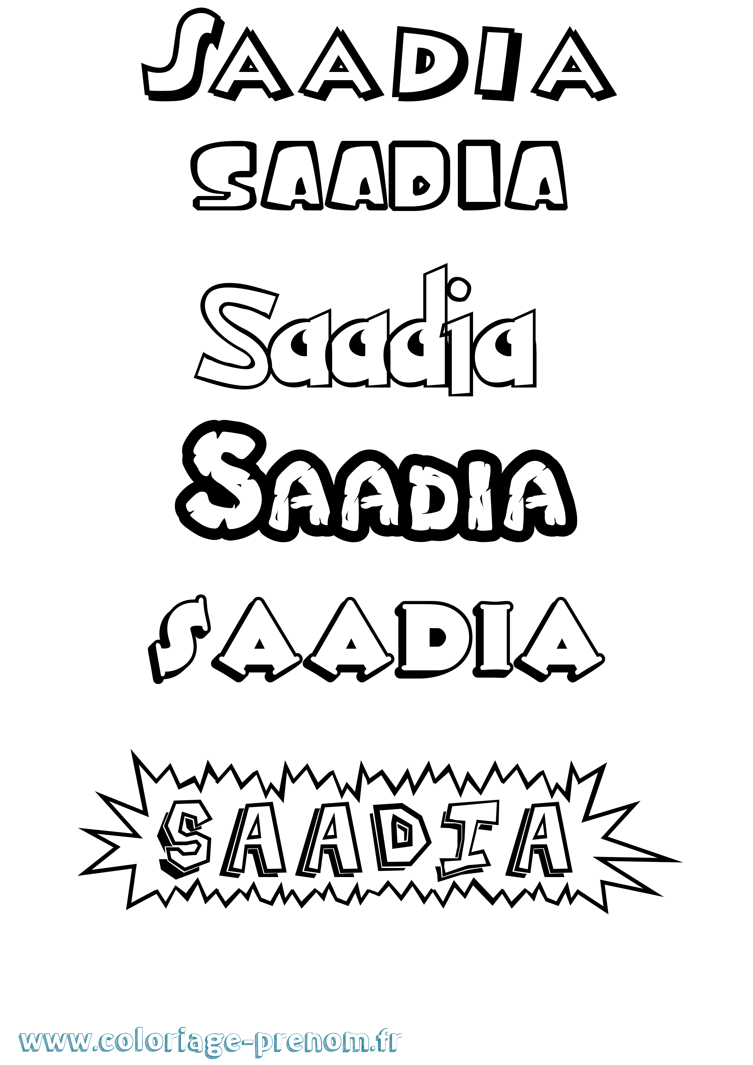Coloriage prénom Saadia Dessin Animé