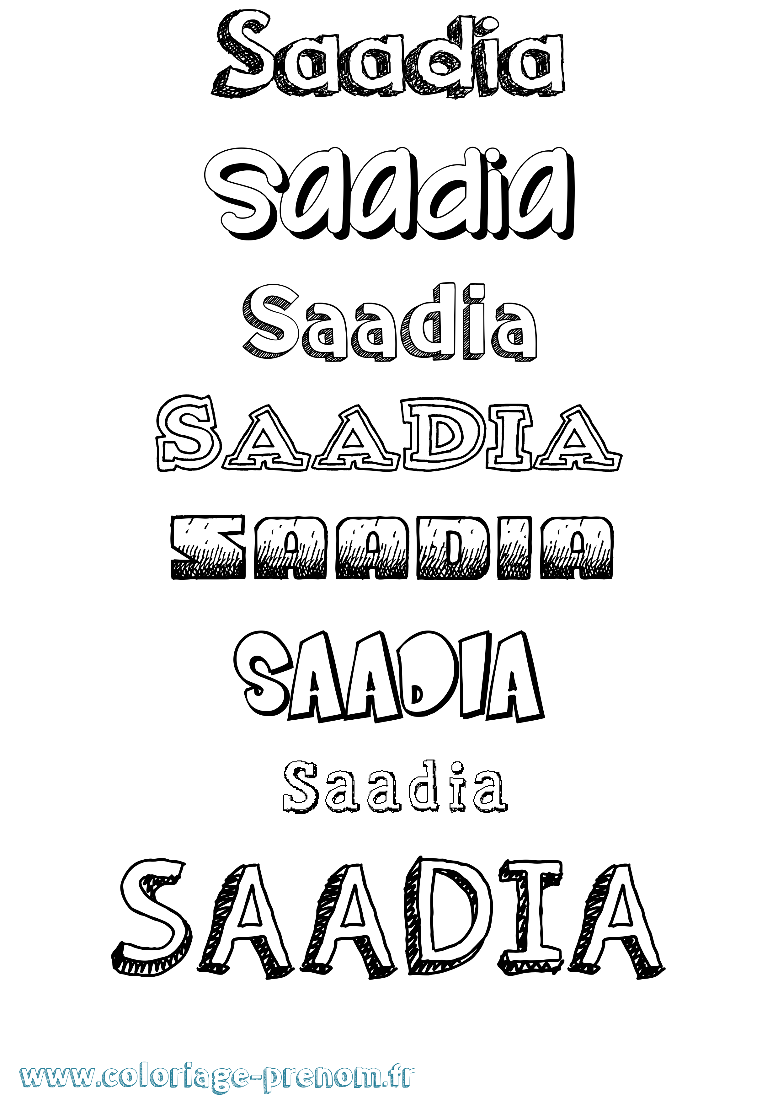 Coloriage prénom Saadia Dessiné