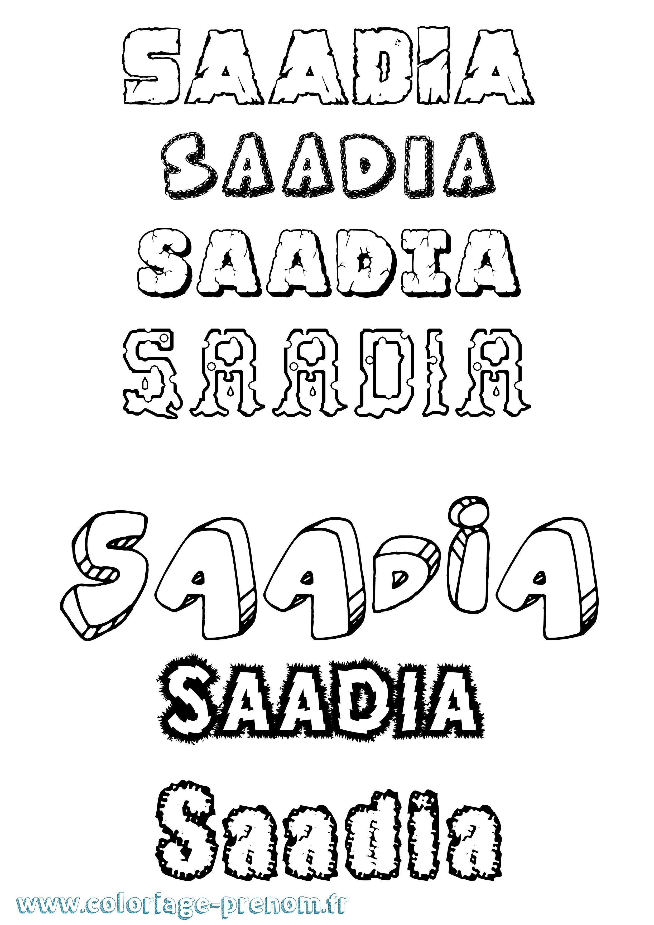 Coloriage prénom Saadia Destructuré