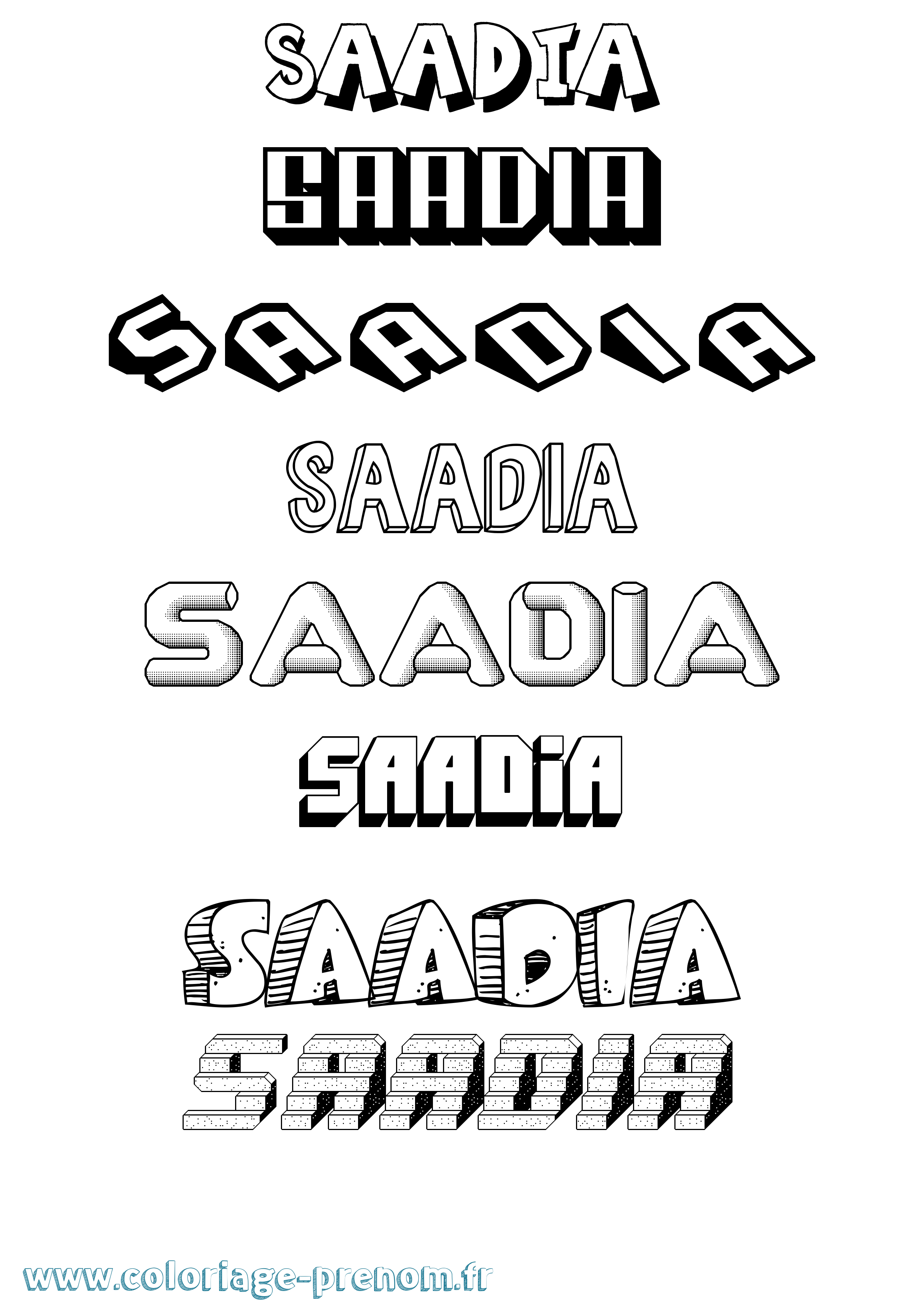 Coloriage prénom Saadia Effet 3D